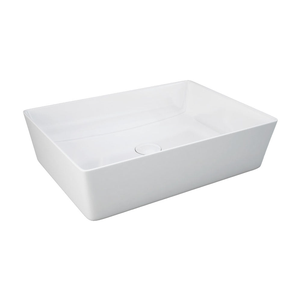 Fienza 606200W White Rectangular Above Counter RAK Basin - Modern Bathroom Sink for Vanity, Powder Room & Guest Bath Installation