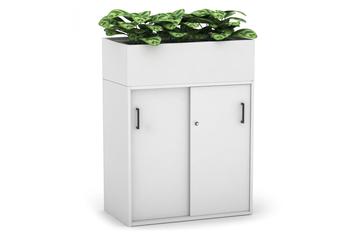 Uniform Medium Credenza with Planter Box - 800W x 1125H x 428D - Modern Storage Cabinet for Living Room, Bedroom or Office - Perfect for Home Organization and Indoor Plant Display