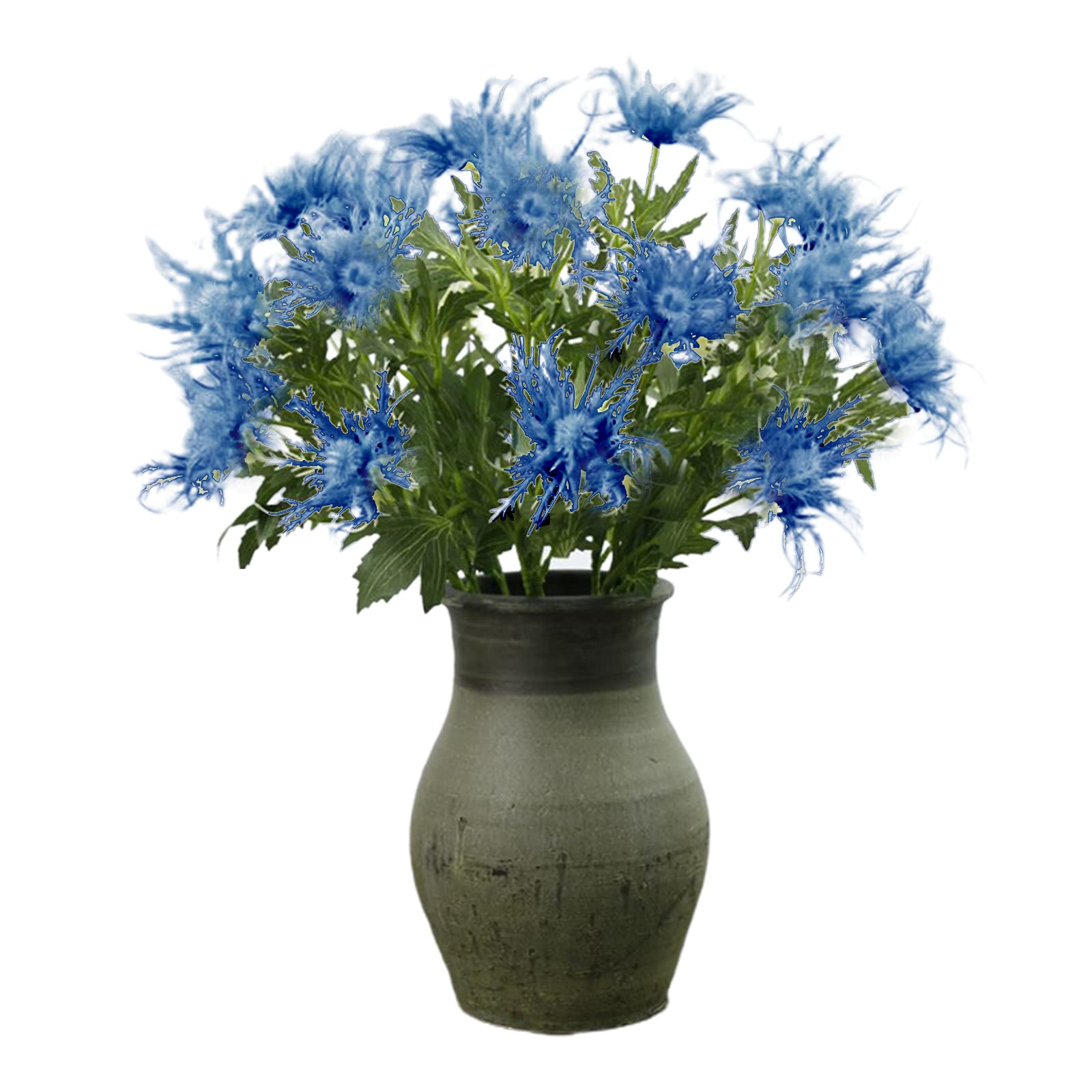 3 Pcs Artificial Blue Thistle Flowers Spray - Faux Eryngium Floral Stems for Wedding Bouquets, Centerpieces, Home Decor & DIY Crafts - Perfect for Rustic, Boho and Farmhouse Style Arrangements
