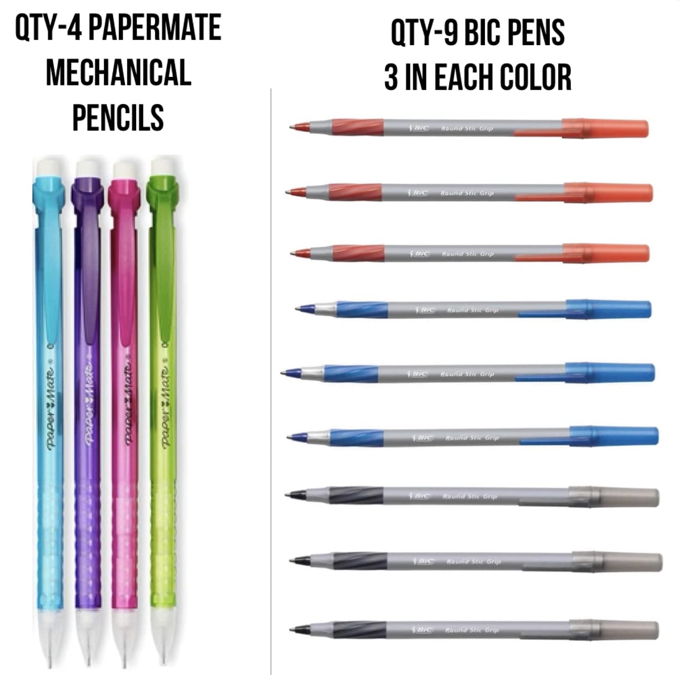 Vowdicua 100+ Piece School Supply Kit - Essential School Supplies with Folders, Notebooks, Pencils, Pens & More | Perfect for Back to School, Classroom & Homeschooling