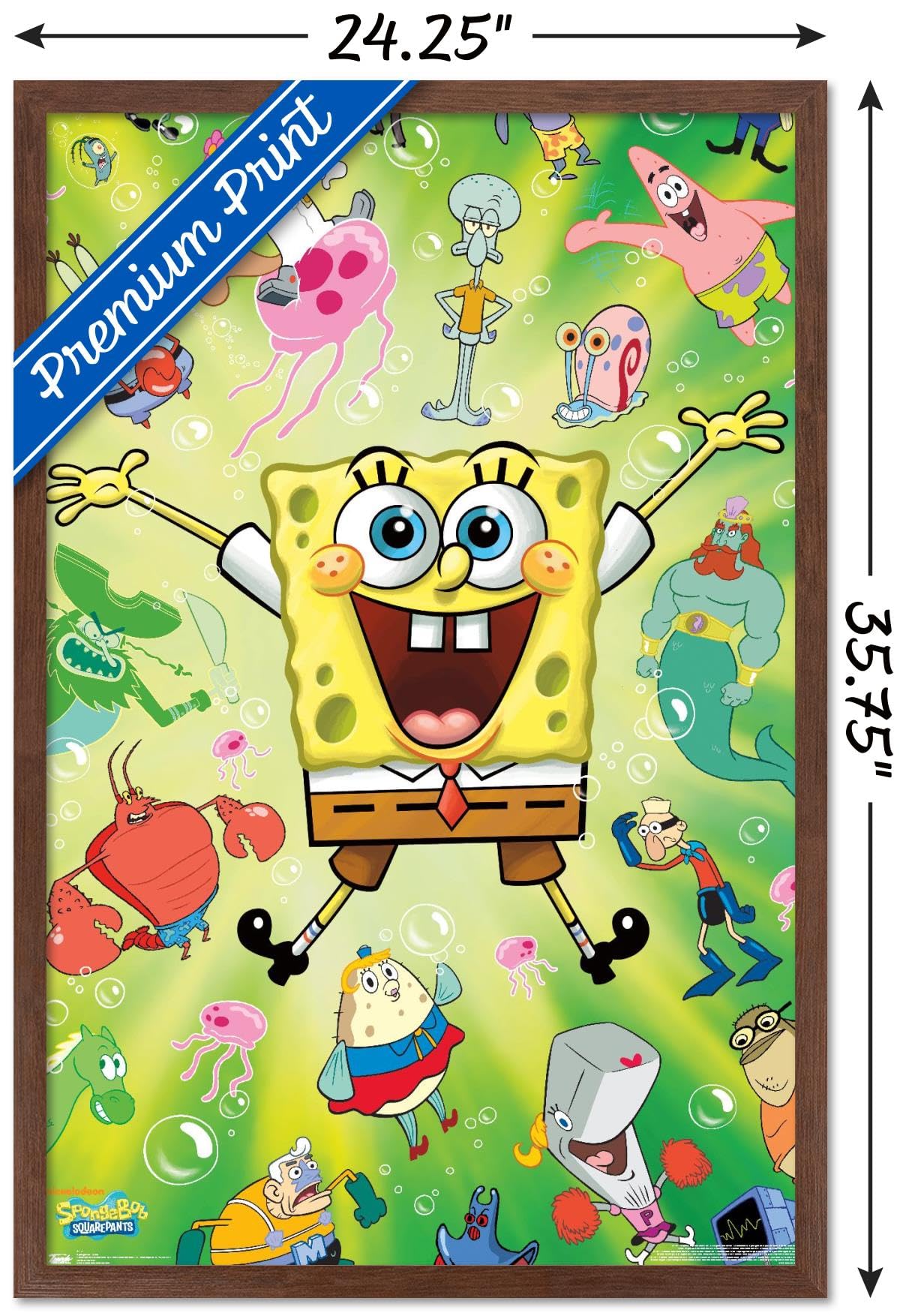 Trends International Nickelodeon SpongeBob SquarePants Burst Wall Poster - 22.375 x 34 Inches, Mahogany Framed Version - Perfect for Kids' Bedroom, Game Room & TV Room Decor
