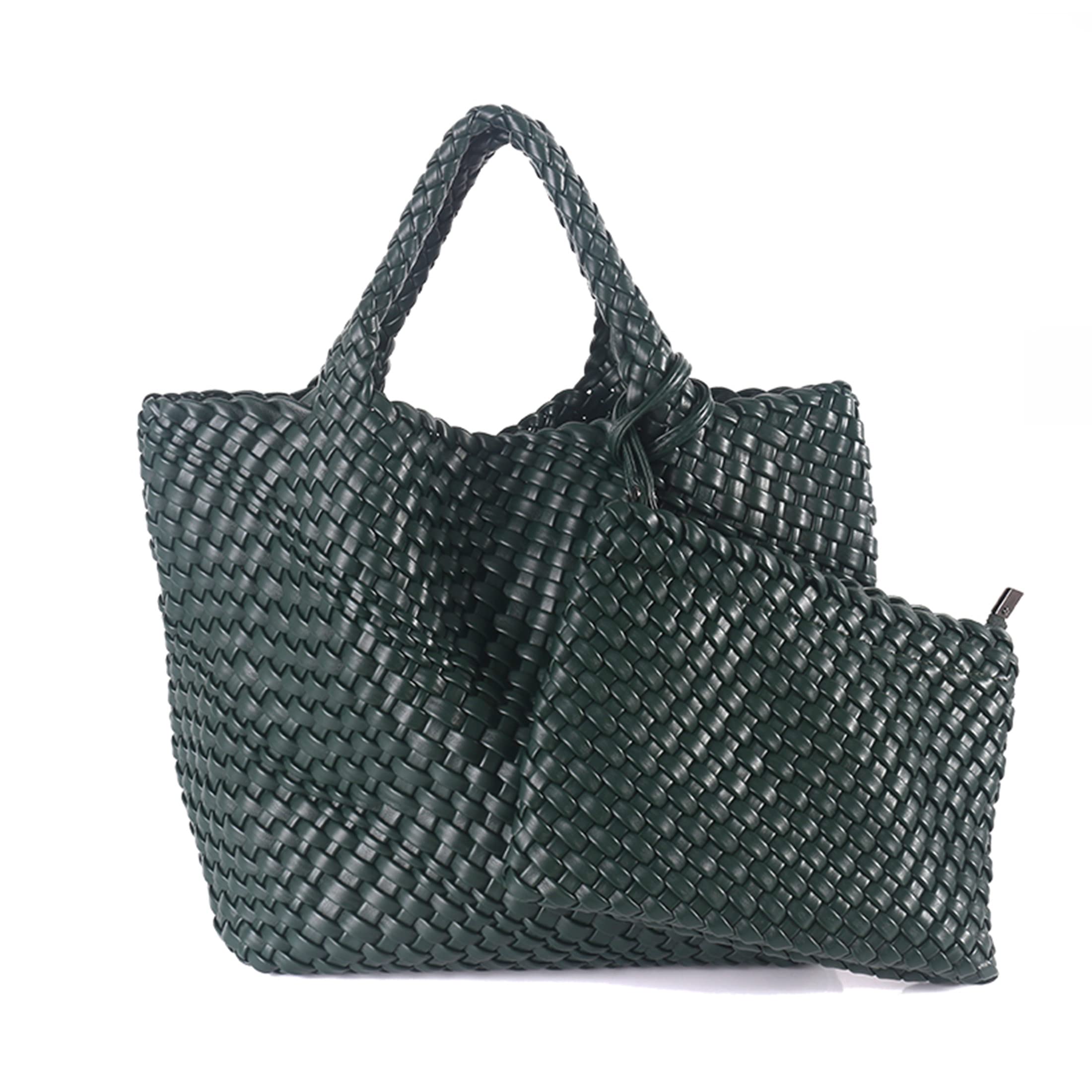 Eco-Friendly Vegan Leather Woven Tote Bag - Stylish Hobo & Bucket Bag for Women, Large Capacity Shoulder Bag Perfect for Shopping, Travel & Daily Use