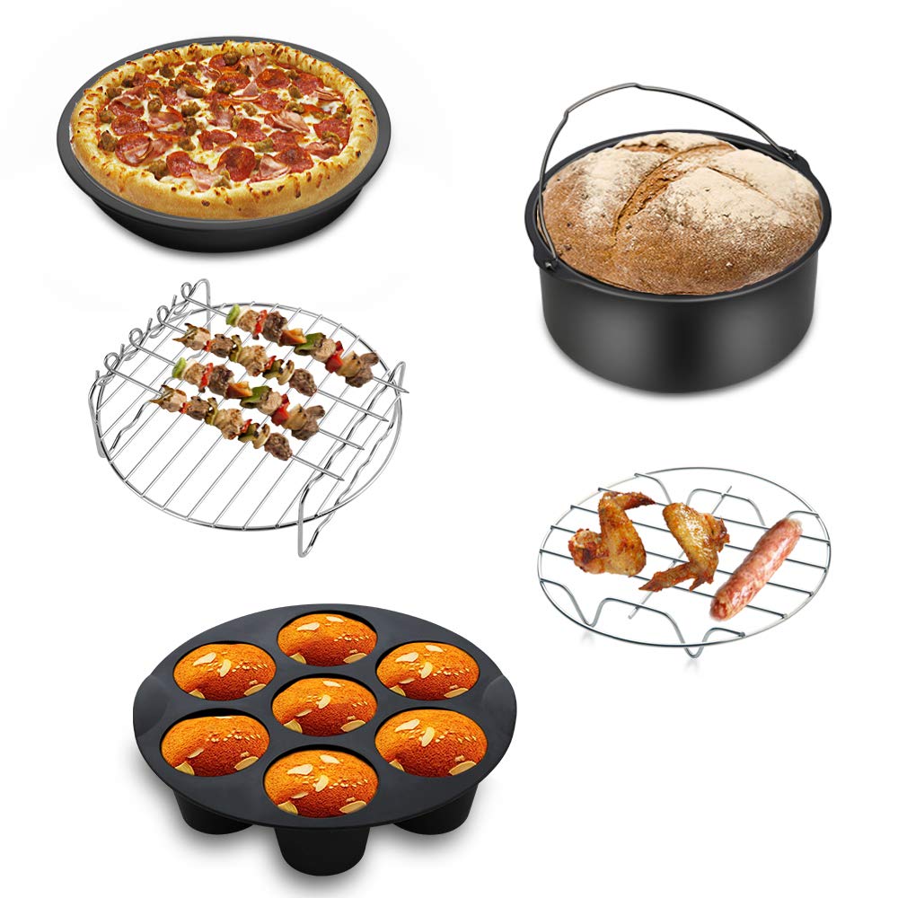 11-Piece Air Fryer Accessories Set Compatible with Philips Ultrean Ninja Vremi - Includes Cake Barrel & Pizza Pan - Fits 3.7QT to 5.8QT Air Fryers - Perfect for Baking, Roasting & Healthy Cooking at Home