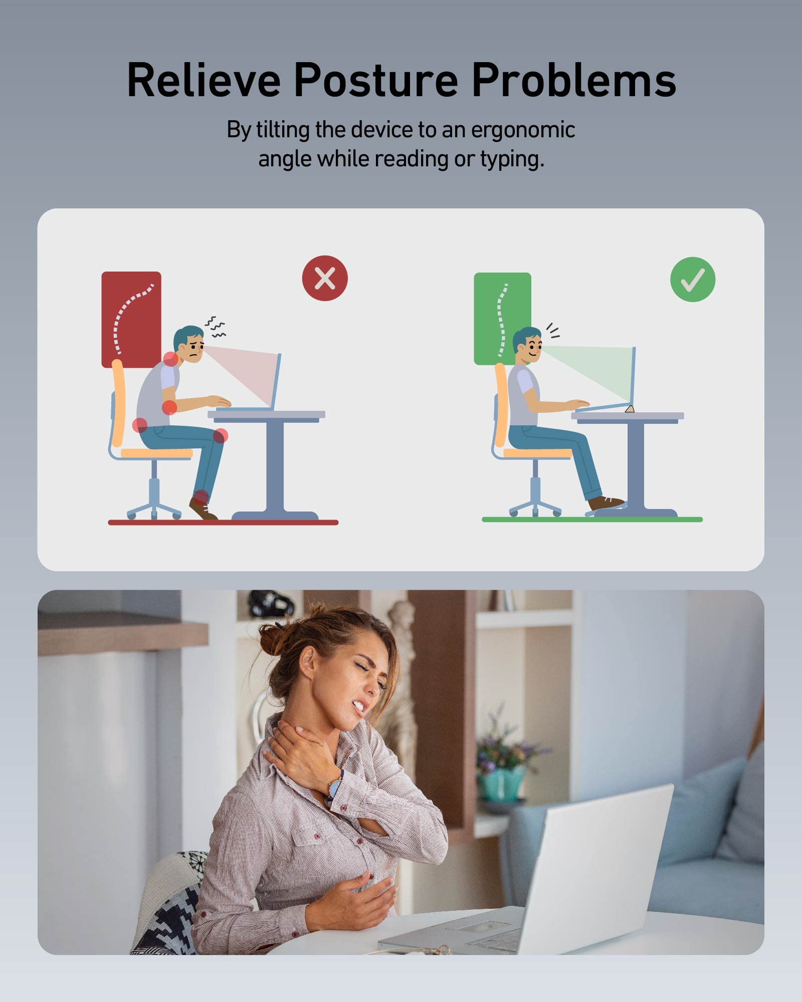 3 in 1 Ergonomic Laptop Stand with Cooling Function - Adjustable Silicone Keyboard Riser & Portable Computer Holder for Home Office, School & Travel (Oval Base, Midnight Black) - Perfect for Work, Study & Coffee Shop Use