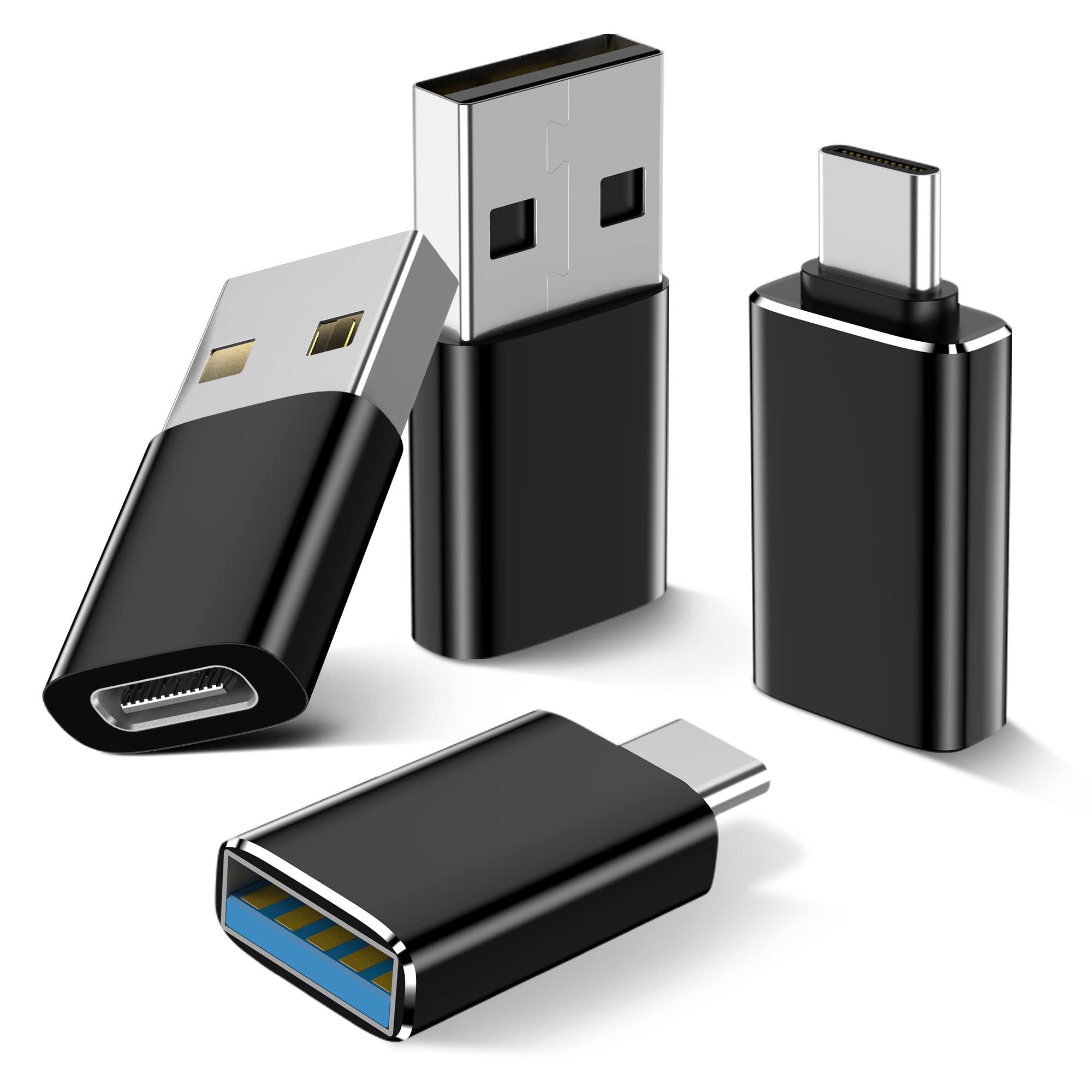 4-Pack USB C Adapter Set: [2x USB-C Female to USB-A Male] & [2x USB-C Male to USB 3.0 Female] OTG Converter for iPhone 15/14/13, Apple Watch Ultra 9, Samsung Galaxy S24 - Perfect for Charging, Data Transfer & Device Connectivity