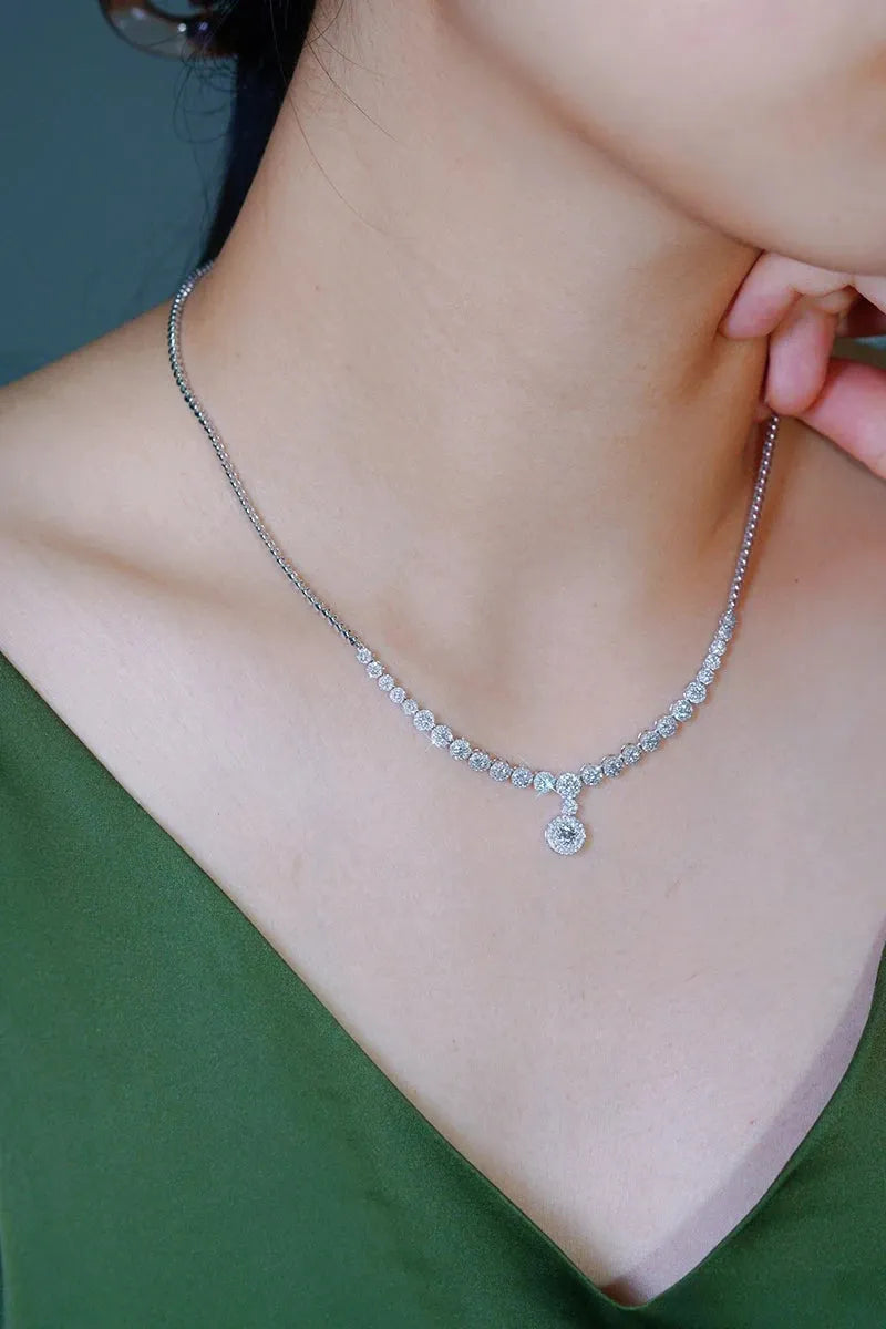 18K White Gold Vintage Diamond Necklace for Women - 1.7 Carat Real Natural Diamond Wedding Jewelry | Elegant Bridal Gift, Anniversary Present & Special Occasion Accessory