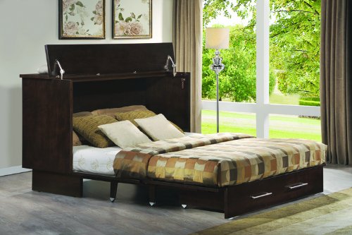 Original Coffee Full Creden-ZzZ Cabinet Bed - Foldable Space Saving Sofa Bed for Small Apartments, Guest Rooms & Home Offices | Comfortable Convertible Furniture for Modern Living