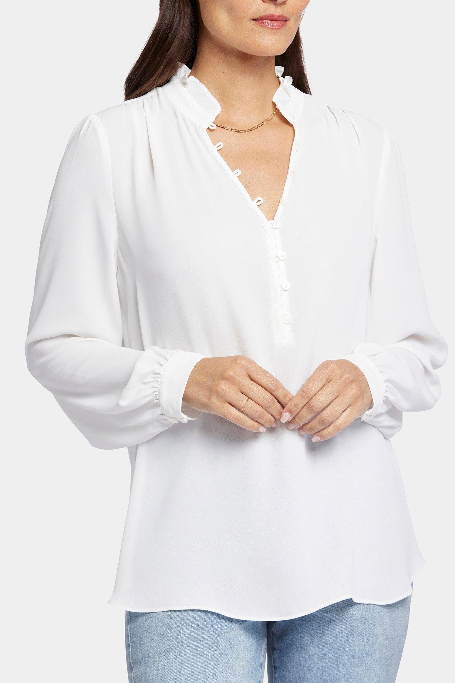 Hannah Blouse Women's Fashion Top in Optic White - Perfect for Office Wear, Casual Outfits & Special Occasions