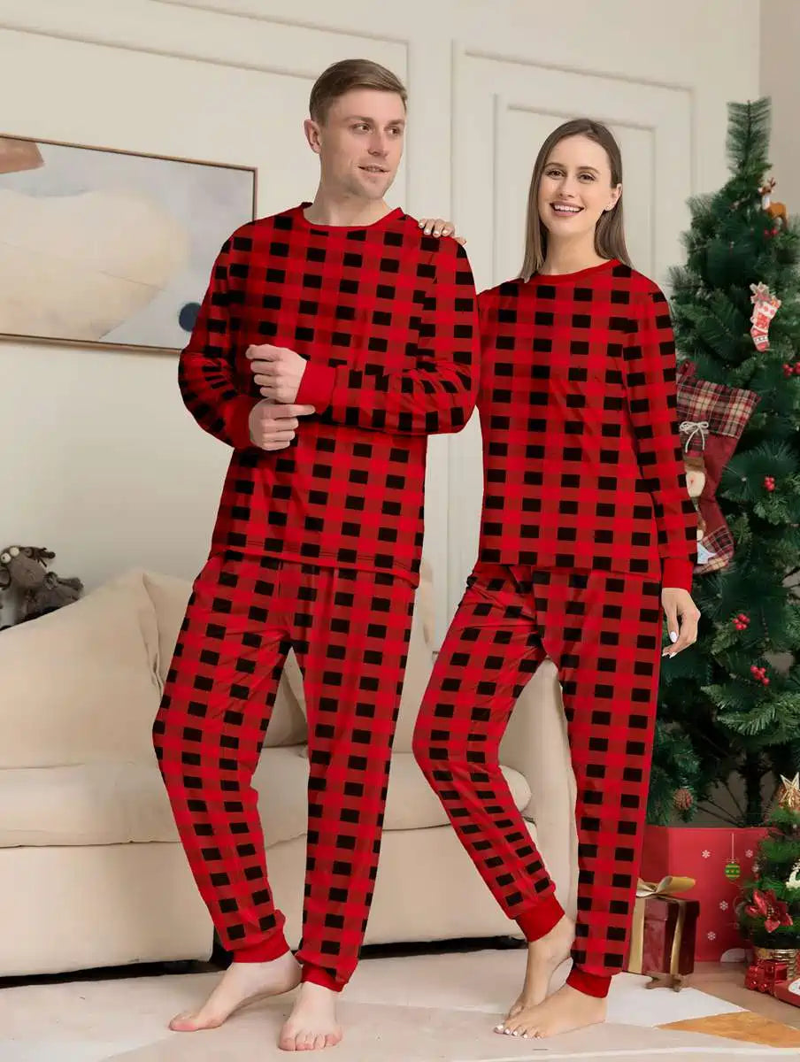 **Christmas Plaid Matching Family Pajamas Set - Cozy Holiday PJS for Family Photos & Festive Gatherings**