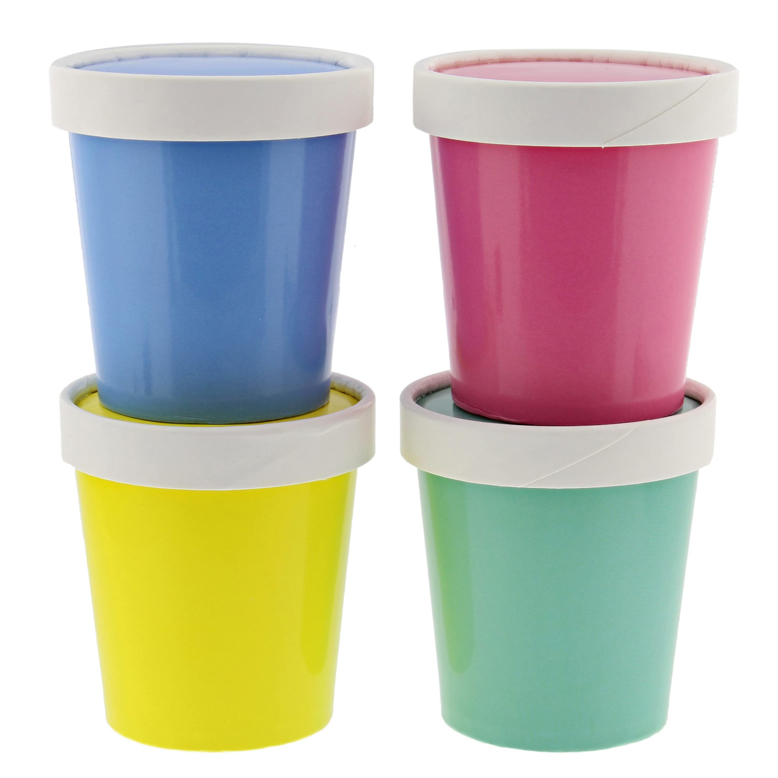 Colorful Disposable Paper Ice Cream Cups with Lids - 40 Pack Eco-Friendly Dessert Bowls for Ice Cream, Soups, Snacks & Party Serving | Perfect for Birthday Parties, Picnics & Catering Events