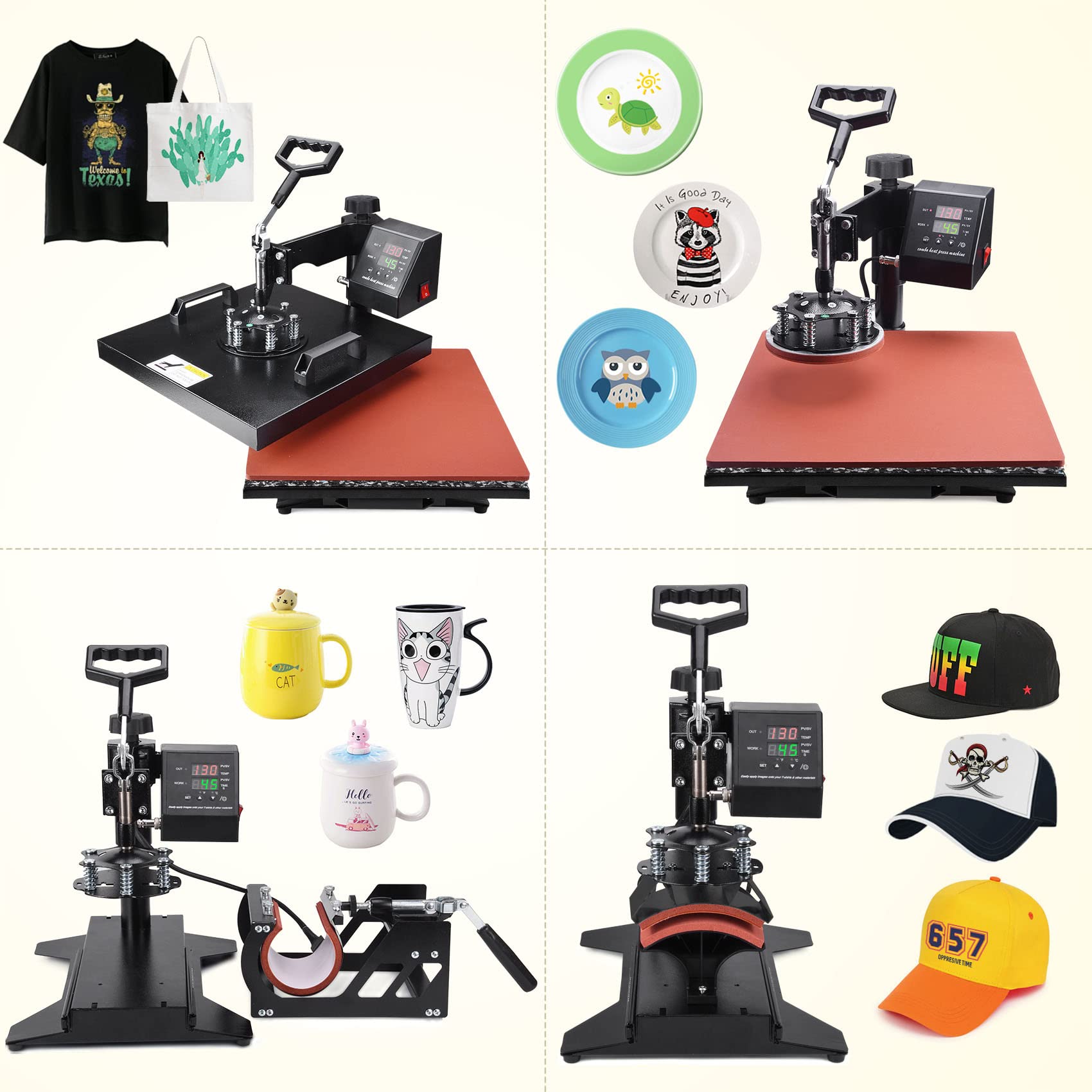 Seeutek 15x15 Inch 5-in-1 Digital Heat Press Machine - Swing Away Sublimation T-Shirt Press for Shirts, Mugs, Hats & Plates | Perfect for DIY Custom Apparel, Personalized Gifts & Small Business Printing