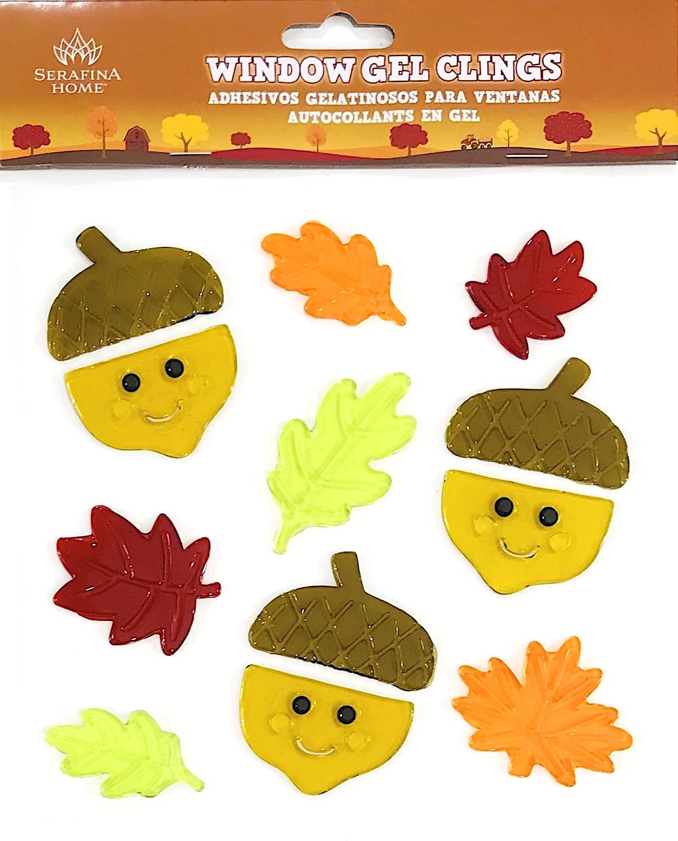 Reusable Fall Gel Cling Stickers for Windows & Mirrors - 6 Sheets of Seasonal Designs: Woodland Creatures, Foliage, Pumpkins - Perfect for Home, Office, and Classroom Decor