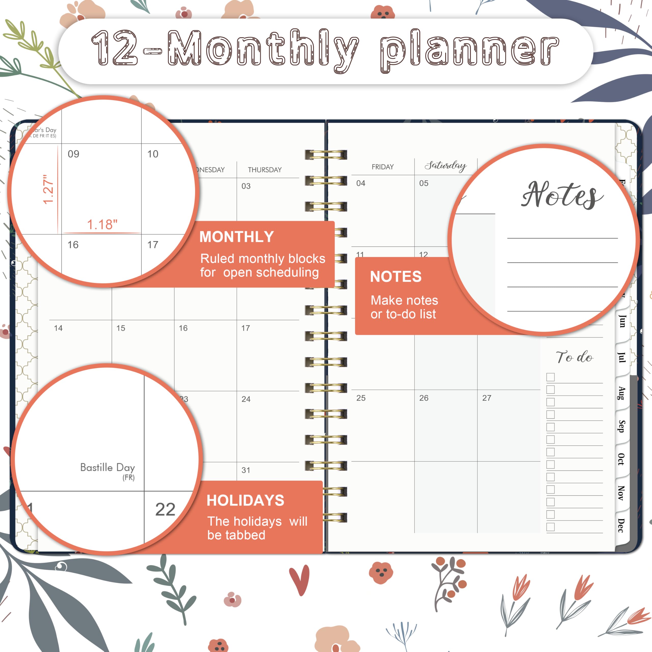 2025 Planner - A5 Weekly Diary 2025 with January to December Layout, Hardcover Organizer with Inner Pocket & Twin-Wire Binding (21.5x15.5cm) - Perfect for Work, School & Personal Planning