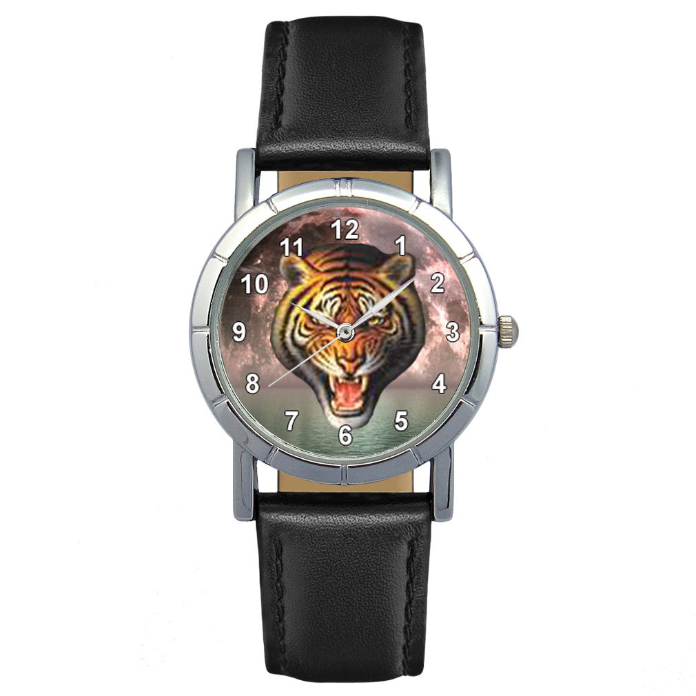 Timest Tiger Women's Black Leather Strap Round Analog Quartz Watch SA1809 - Elegant Timepiece for Office, Business Meetings & Formal Occasions