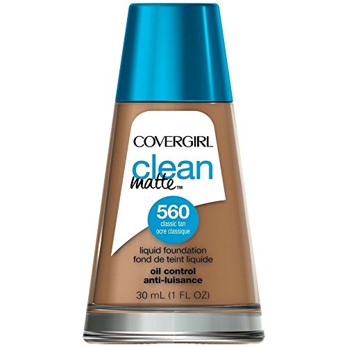 CoverGirl Clean Oil Control Liquid Makeup - Classic Tan (W) 560, 1.0 oz (Pack of 2) | Oil-Free Foundation for Oily Skin, Matte Finish, Long-Lasting Coverage | Perfect for Daily Wear & Special Occasions