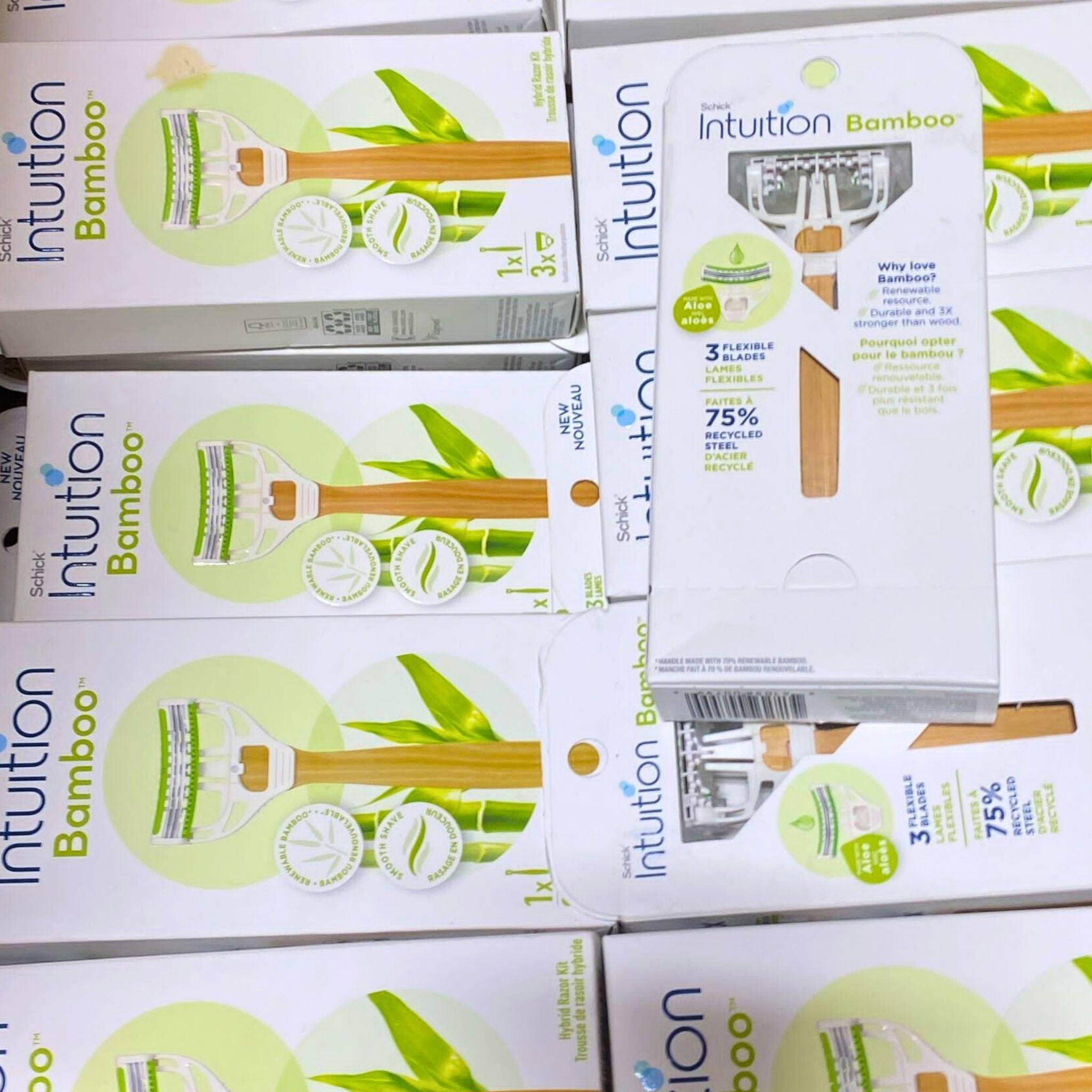 Schick Intuition Bamboo Hybrid Razor Kit - 3 Flexible Blades & 1 Razor Handle (40 Pcs) - Smooth Shaving for Women, Sensitive Skin Care, Legs & Underarms - Perfect for Travel & Daily Use