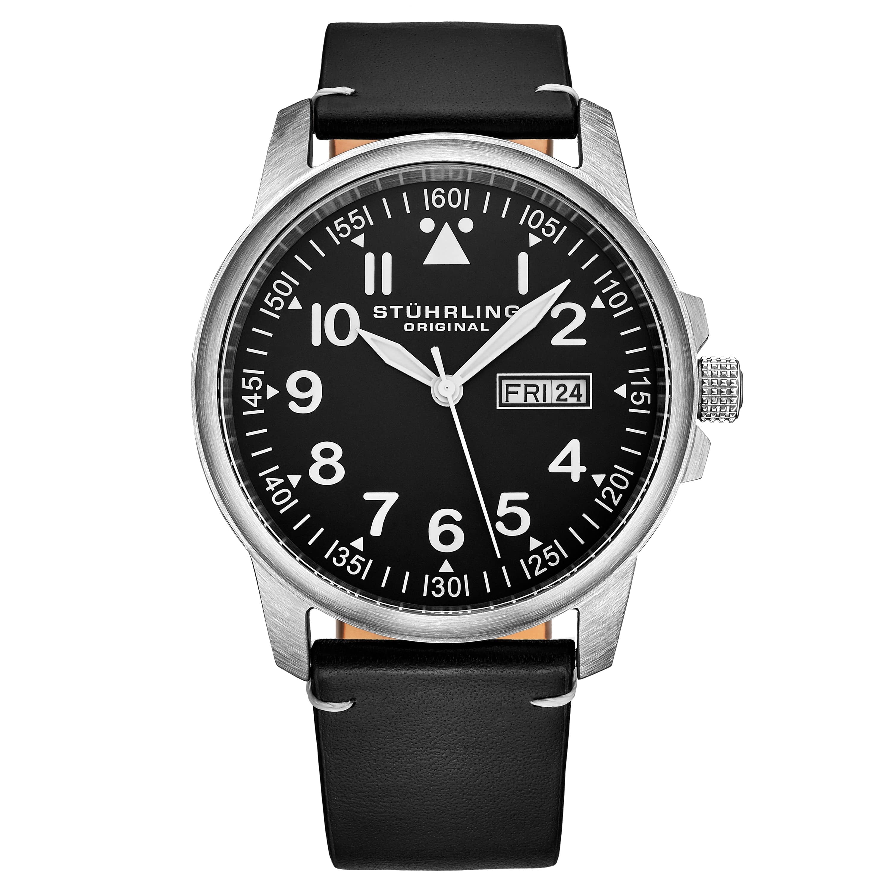 White Dial / Silver Case / Black Leather Strap Tang buckle