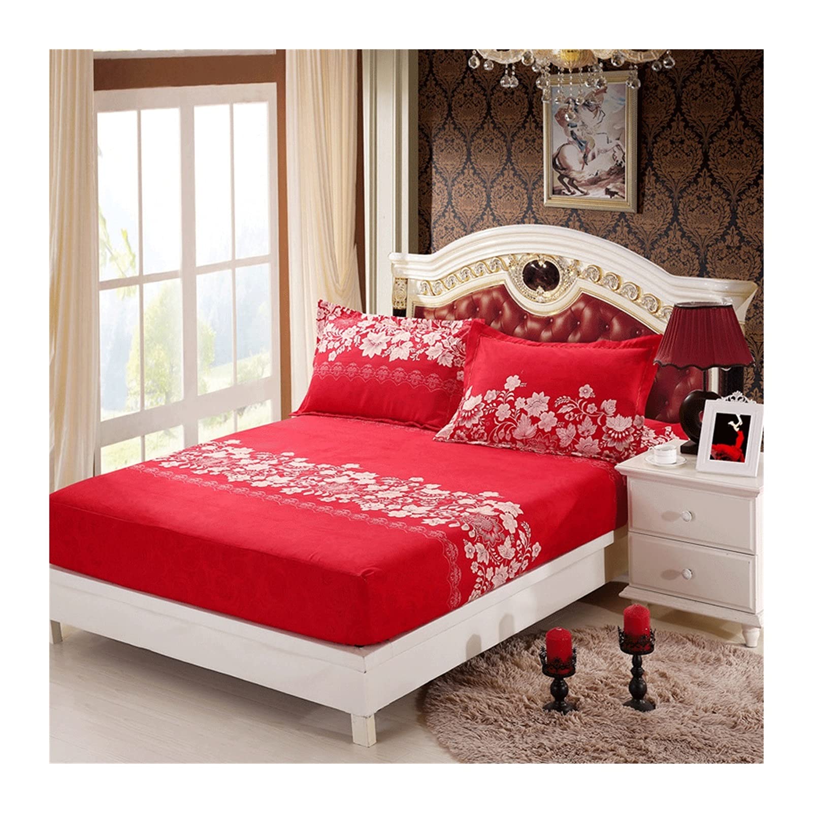 MZP Fitted Sheet Full Size 24cm Deep Pockets - Soft Breathable for King/Queen Bed (180x200cm) - Perfect for Home & Hotel Use