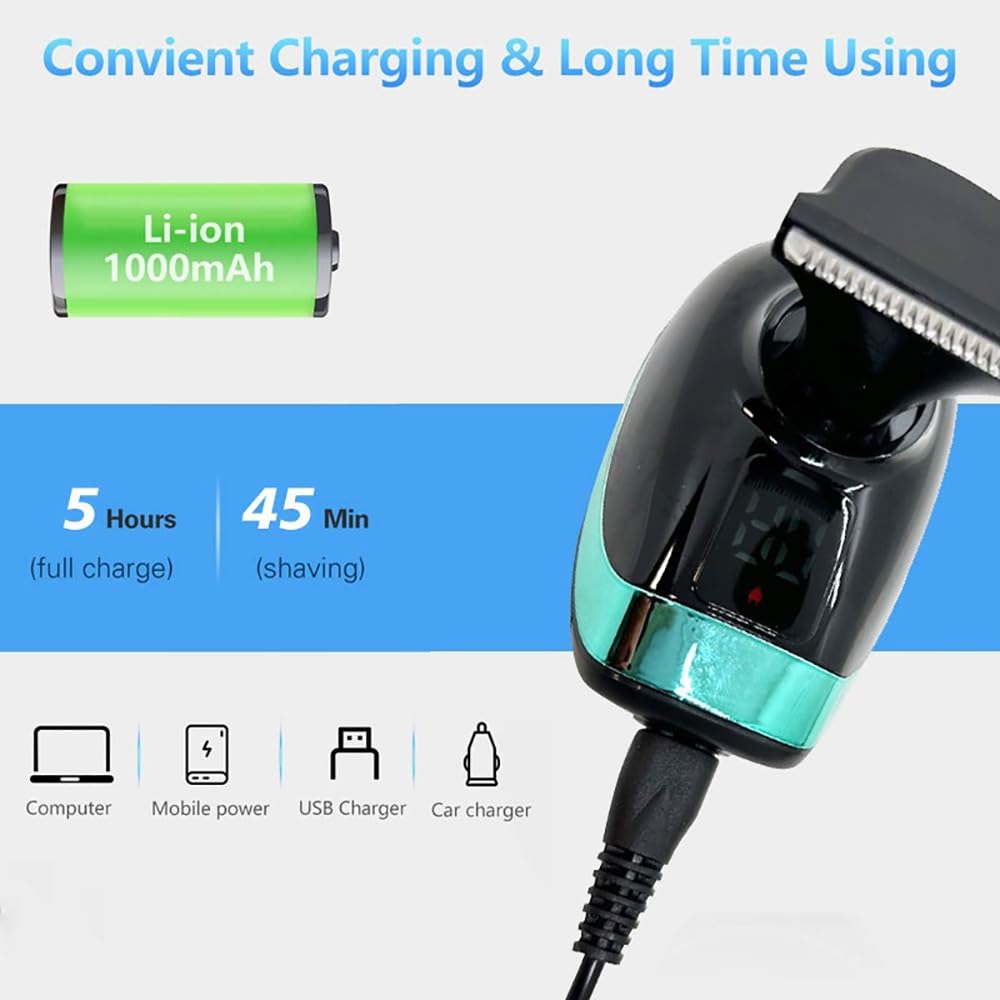 5-in-1 Electric Head Shaver for Bald Men - Rechargeable Wet/Dry Waterproof Beard Trimmer with Fast Charging | Perfect for Travel, Gym & Daily Grooming