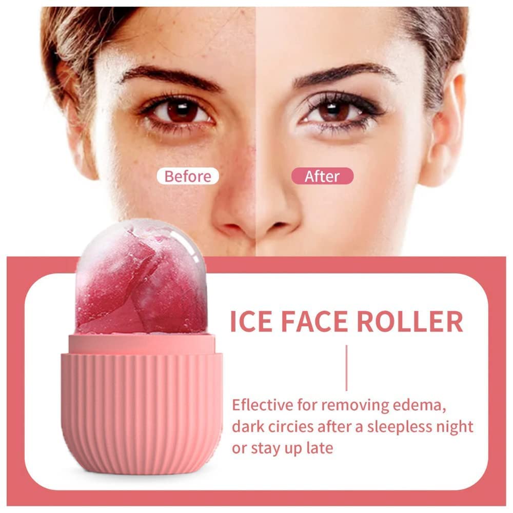 Pink Ice Roller for Face Massage & Skincare | Cooling Ice Cube Roller for Glowing, Clear Skin | Reduce Puffiness & Dark Circles | Perfect for Morning Routine & Post-Workout Recovery