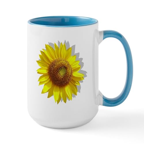 White/Blue Inside - The Sunflower Large Mug
