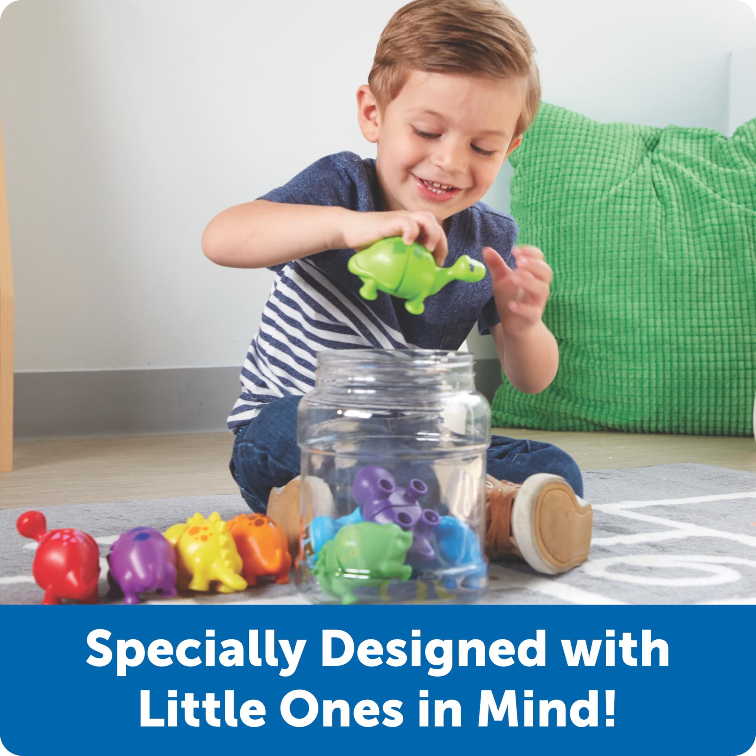 Learning Resources Snap-n-Learn Matching Dinos - 18 Piece Dinosaur Counting & Sorting Toy Set for Toddlers 18+ Months, Fine Motor Skills Development, Shape Recognition, Sensory Bin Play | Perfect for Preschool Learning, Daycare Activities & Educational Playtime