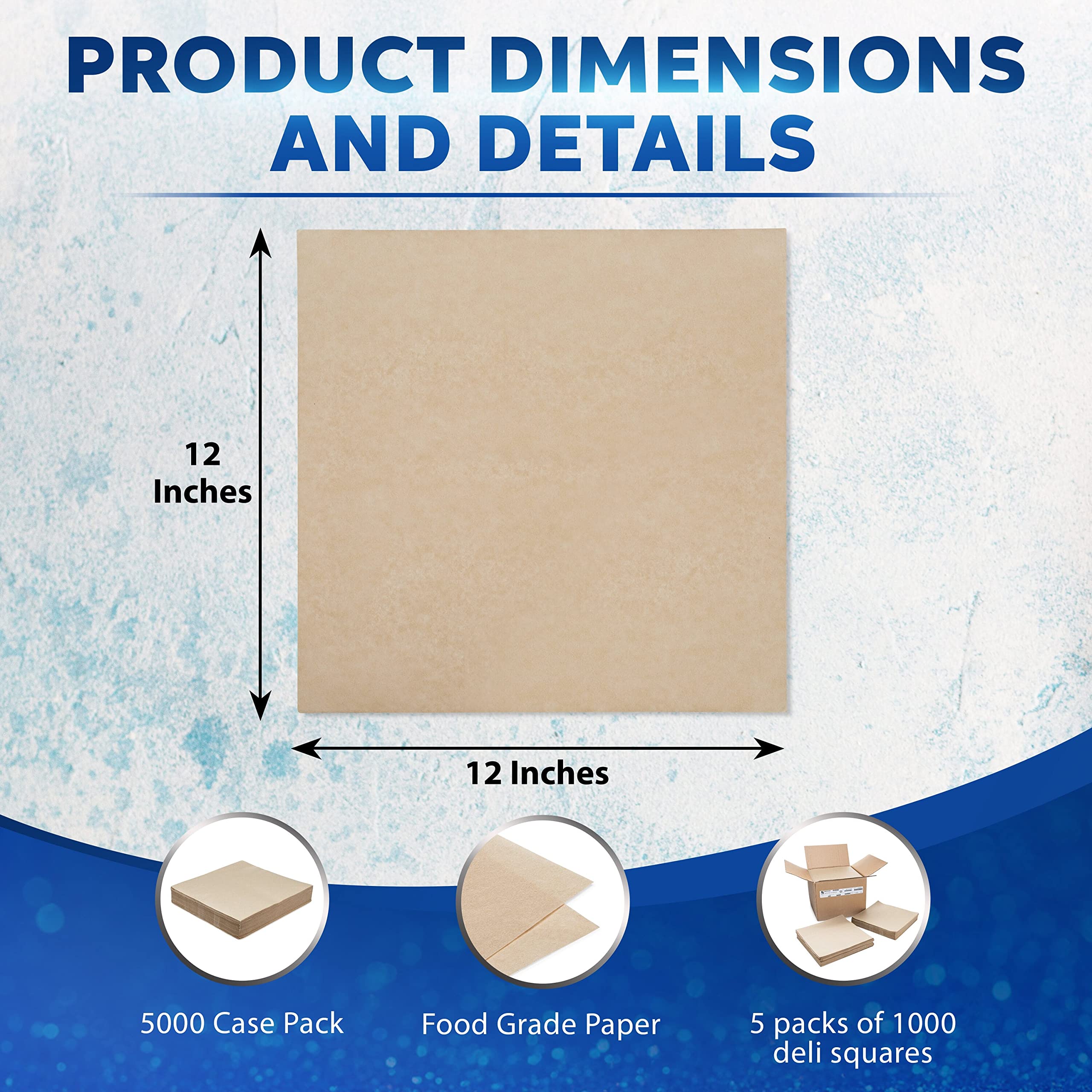 5000 Count Kraft Grease-Resistant Deli Sandwich Wrap Paper Sheets - Perfect for Food Service, Takeout & Picnic Basket Liners (Case of 5000)