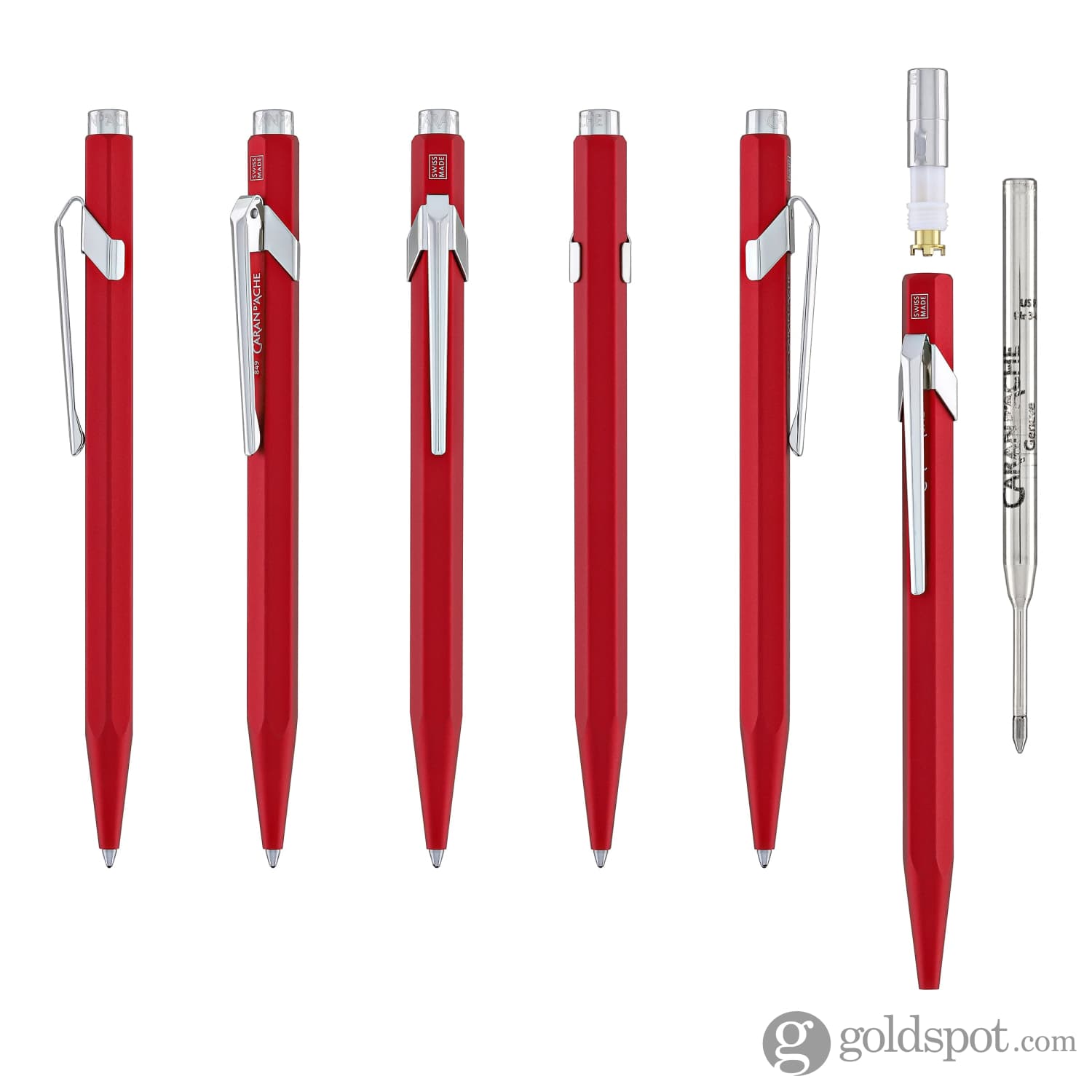 Caran d'Ache 849 COLORMAT X Ballpoint Pen - Premium Red Ink Pen for Writing, Sketching & Office Use - Perfect Gift for Professionals & Artists