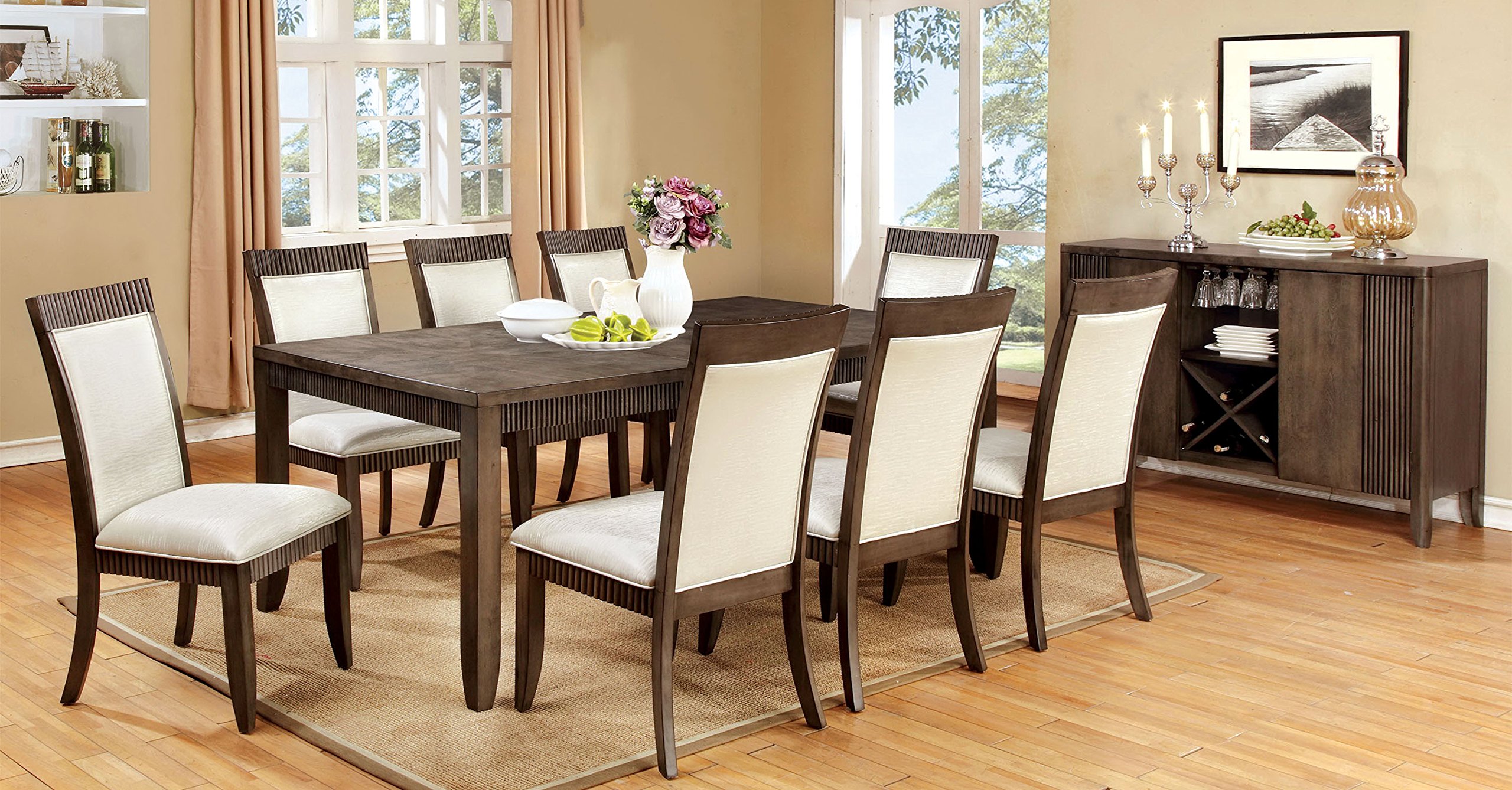 Furniture of America Stila Transitional Dining Chairs - Set of 2, Gray Upholstered Side Chairs for Kitchen, Dining Room & Home Decor | Comfortable & Stylish Seating Solution