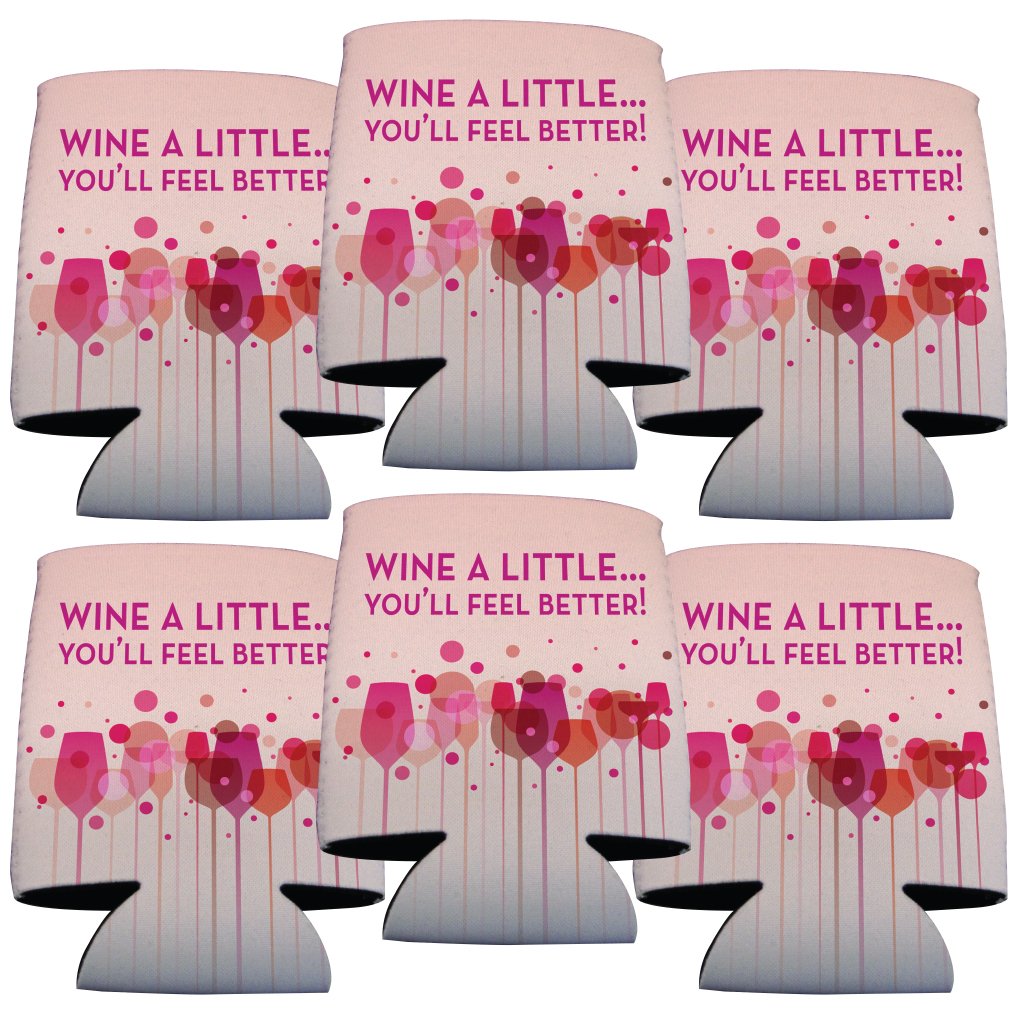VictoryStore Insulated Can & Beverage Coolers - Fun Wine Theme Set of 6 | Perfect for Parties, Picnics & Outdoor Events