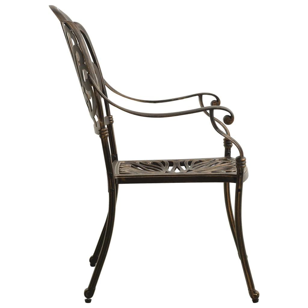 vidaXL 5-Piece Bronze Bistro Set - Durable Cast Aluminum Outdoor Dining Furniture for Patio, Garden, or Backyard with Umbrella Hole | Perfect for Outdoor Entertaining & Relaxation