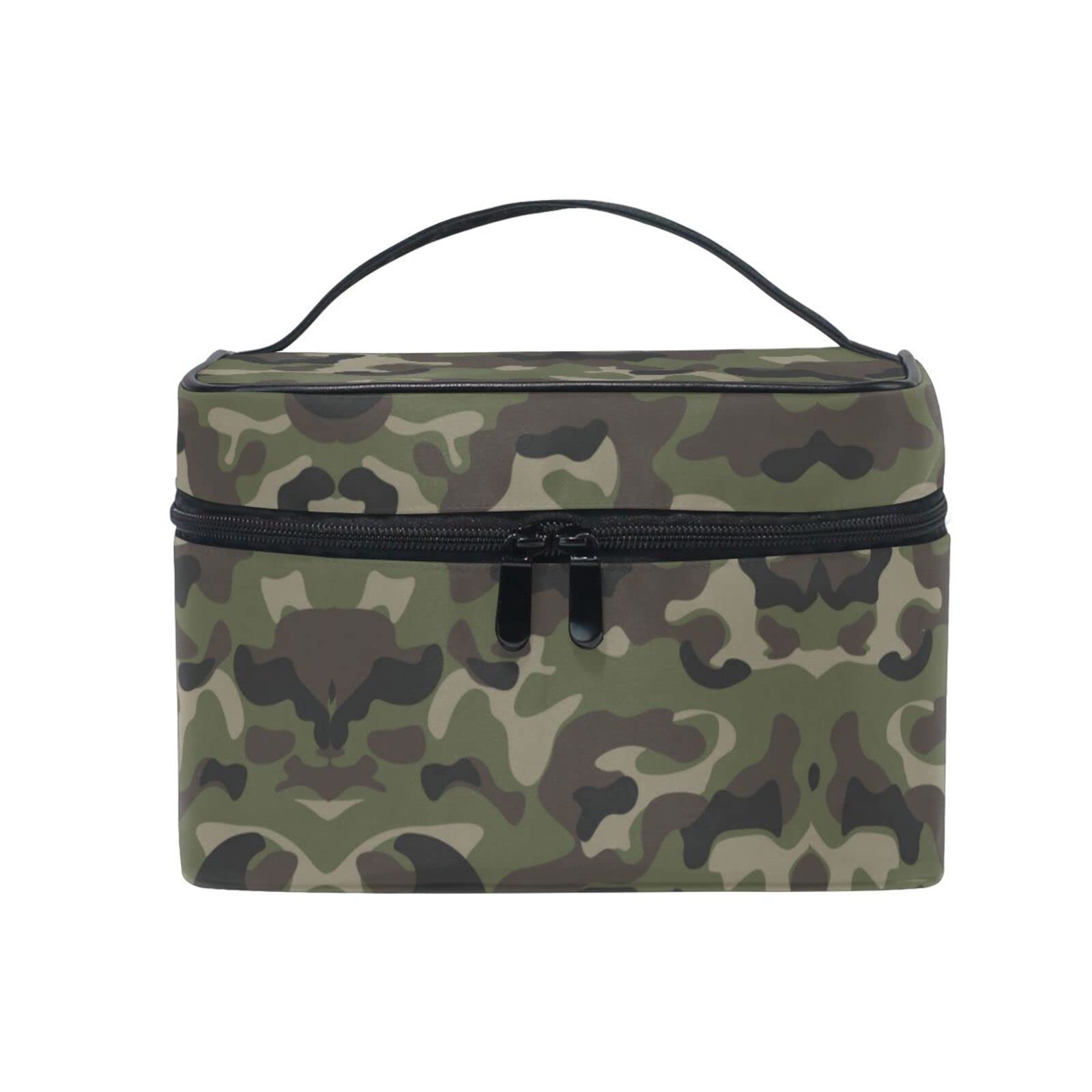 Camouflage Swamp Wild Army Cosmetic Bag Organizer - Waterproof Zippered Makeup Pouch & Toiletry Case for Women & Girls - Perfect for Travel, Camping, and Outdoor Adventures