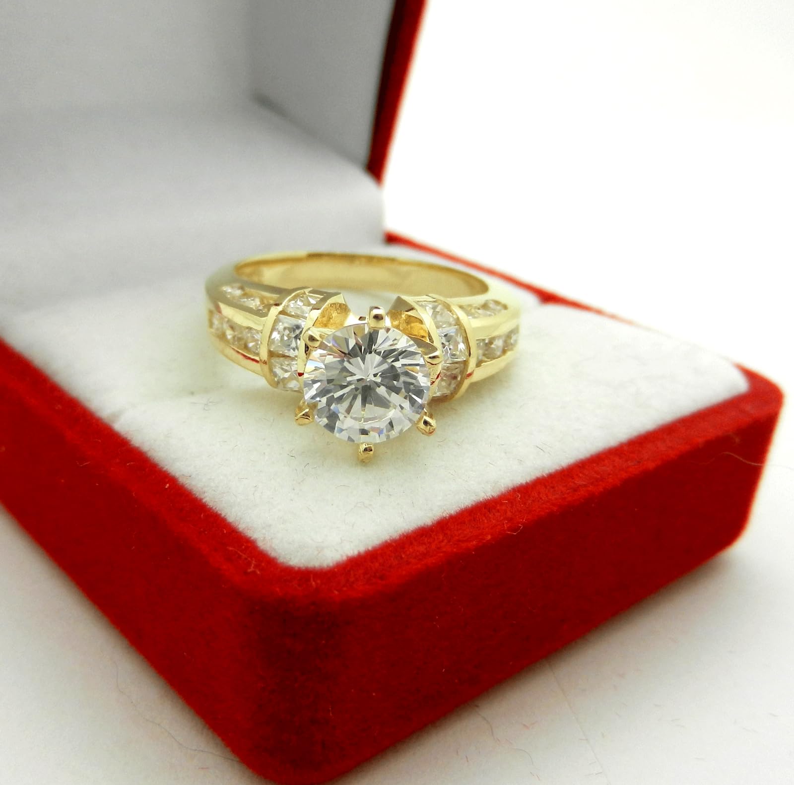 1.25 Ct Round Cut Channel Set Diamond Engagement Ring for Women - 14K Yellow Gold Plated 925 Sterling Silver Wedding, Anniversary & Promise Ring - Handmade Gift for Her, Bridal Jewelry, Valentine's Day Present