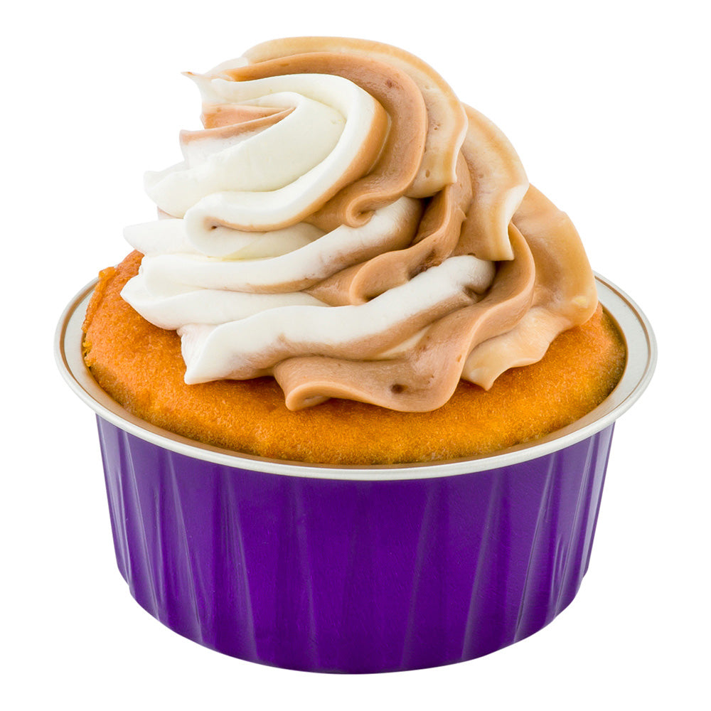 4 oz Round Purple Aluminum Baking Cups with Lids - 3.25