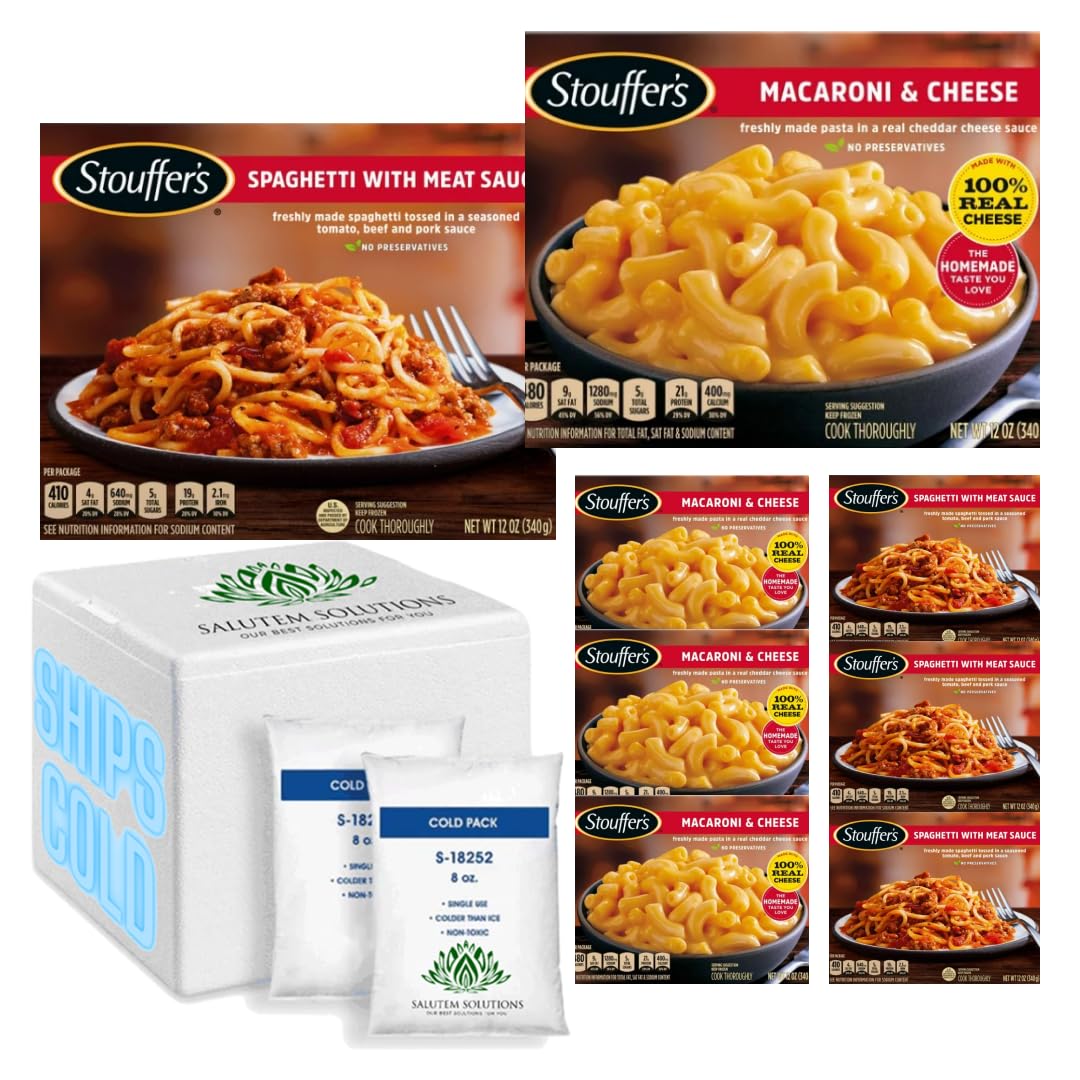 Stouffer's Frozen Macaroni and Cheese & Meat Sauce Spaghetti Variety Pack - 12 oz Each | Easy Microwave Meals for Quick Lunches & Family Dinners