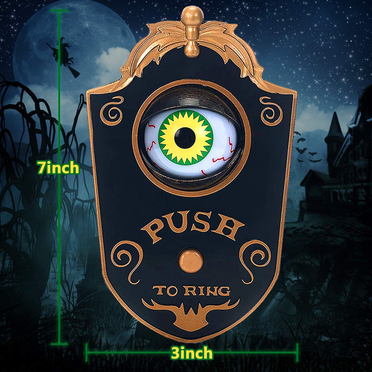 Animated Eyeball Halloween Doorbell Decor with Spooky Sounds - Scary Haunted House Prop for Halloween Party Decorations & Outdoor Trick-or-Treat Displays