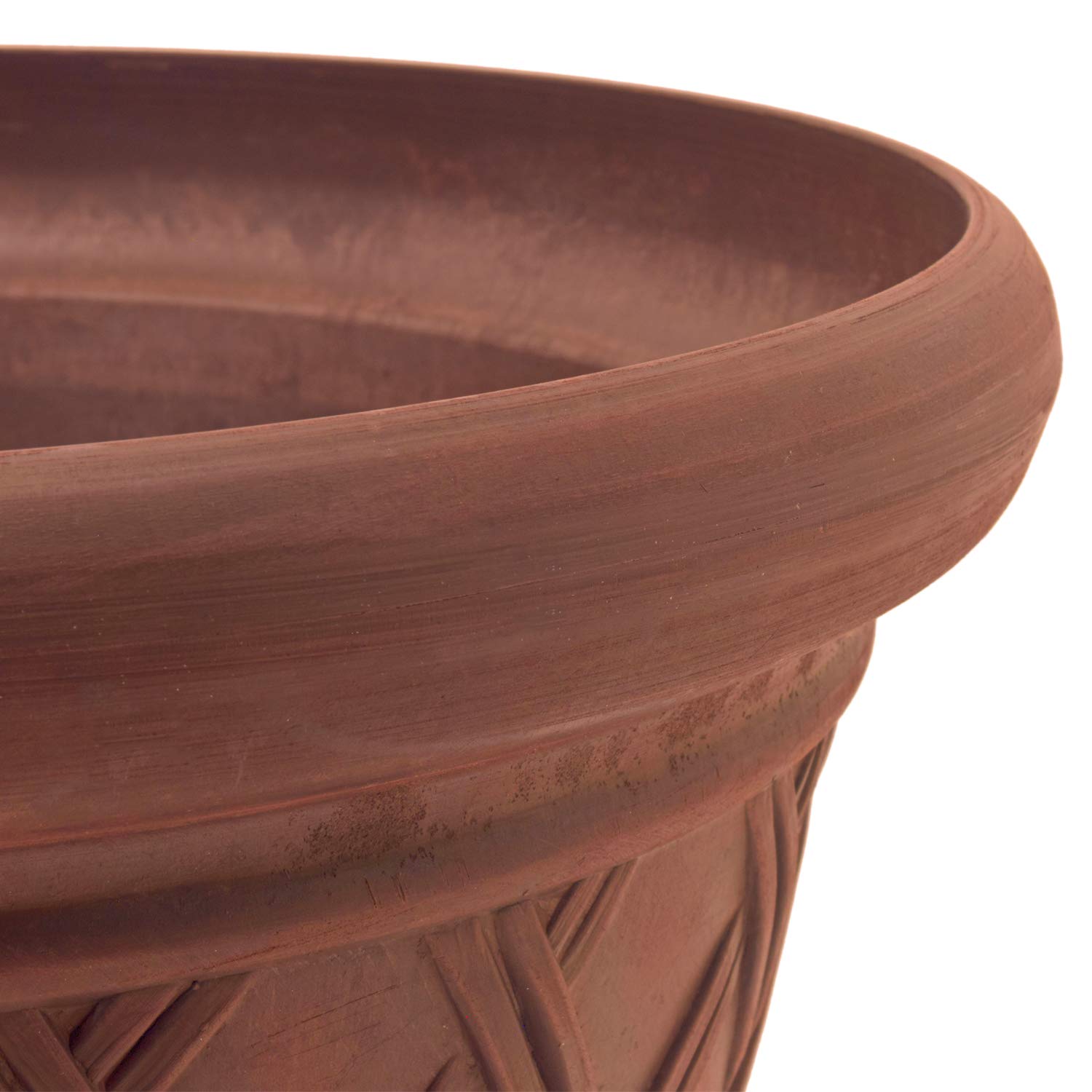PSW 18-inch Basket Weave Planter Pot - Terra Cotta Indoor Outdoor Plant Container for Home Garden, Patio & Balcony Decor - Perfect for Succulents, Herbs & Flowers
