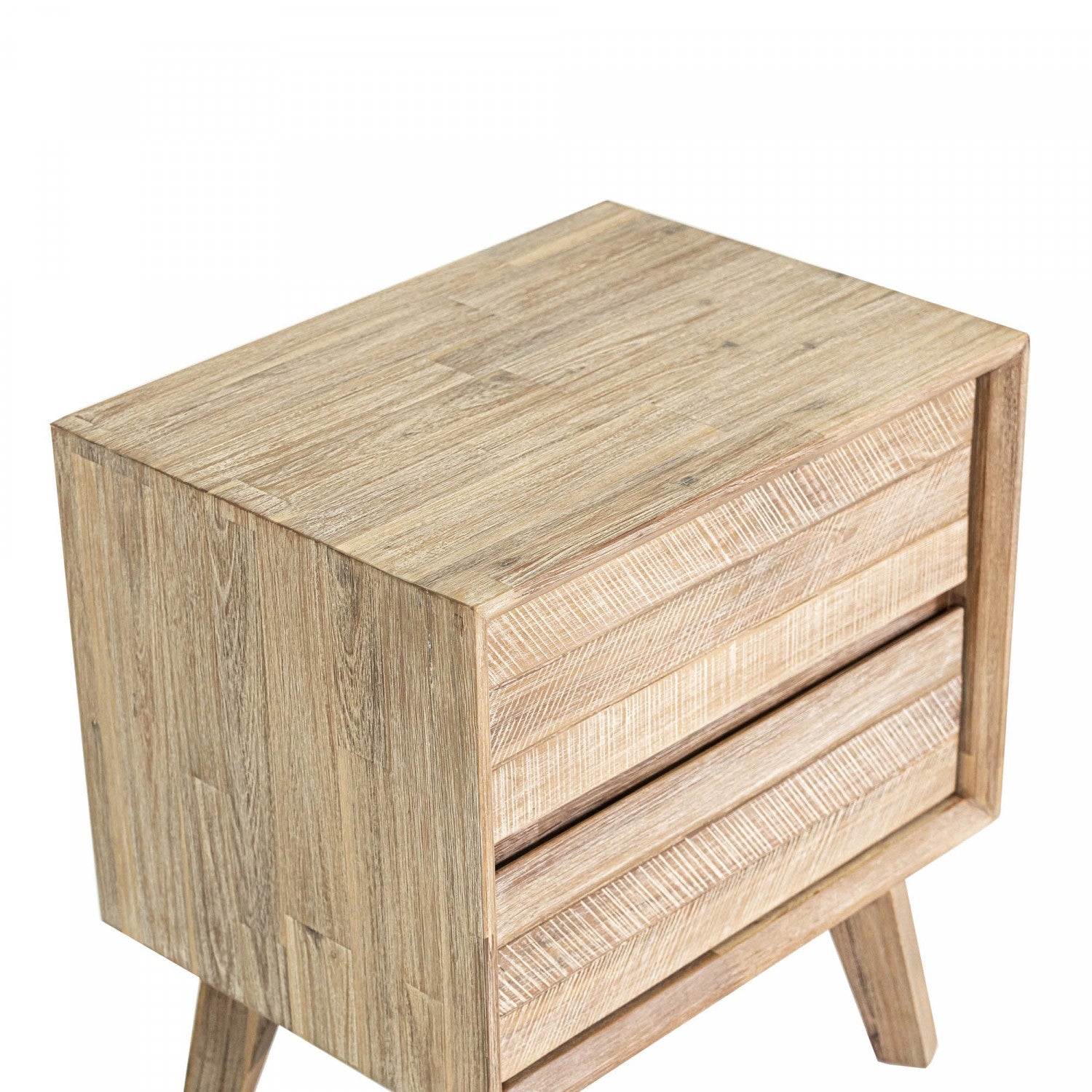 Abenra 2-Drawer Nightstand with Light Driftwood Finish - Modern Bedside Table for Bedroom, Living Room & Guest Room