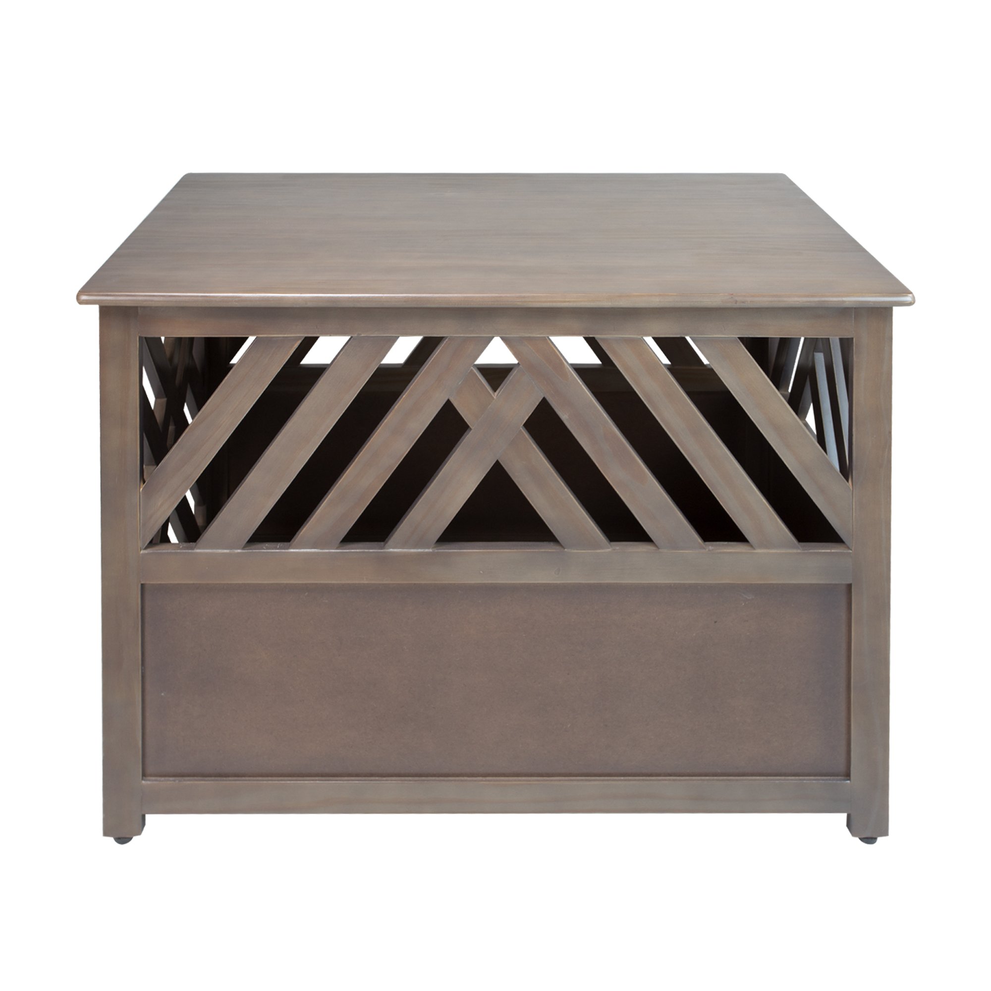 Casual Home Wooden Lattice Pet Crate & End Table - Taupe Gray | Stylish Dog Crate Furniture for Living Room, Bedroom & Office