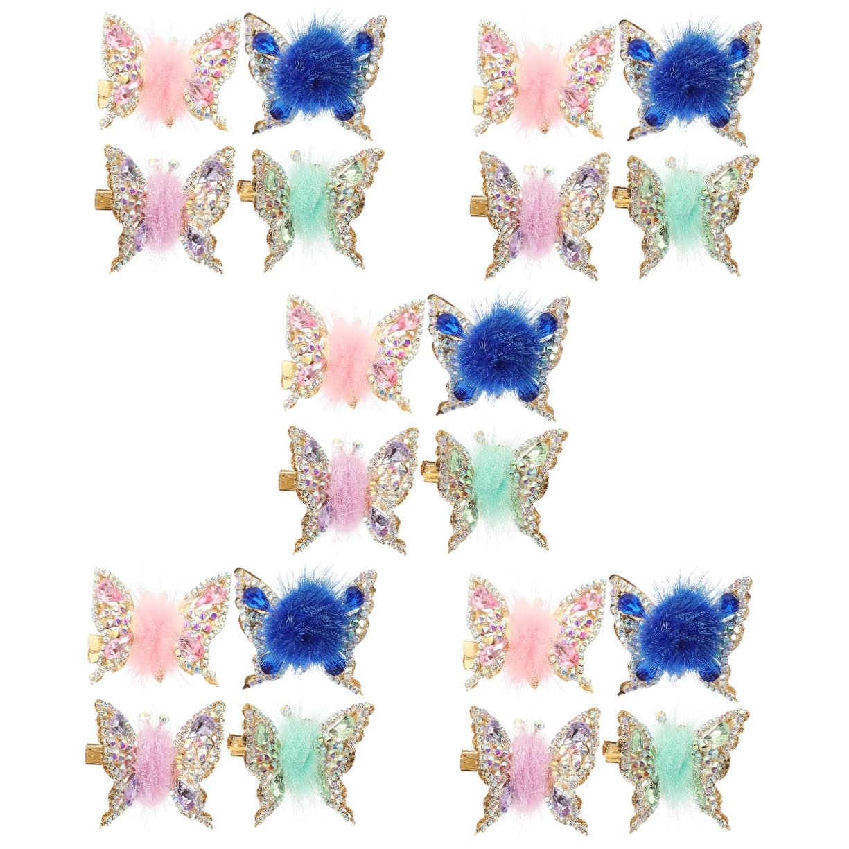 FOMIYES 20 Pcs Pearl Rhinestone Hair Clips for Girls & Women - Elegant Hanfu Hair Accessories, Ponytail Holders, Side Clips with Moving Wings - Perfect for Weddings, Parties, Cosplay & Daily Wear