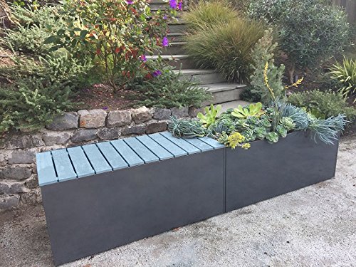 Charcoal Gray Aluminum Planter Bench - Durable Outdoor Garden Seating with Storage - Perfect for Patio, Deck, and Backyard Decor