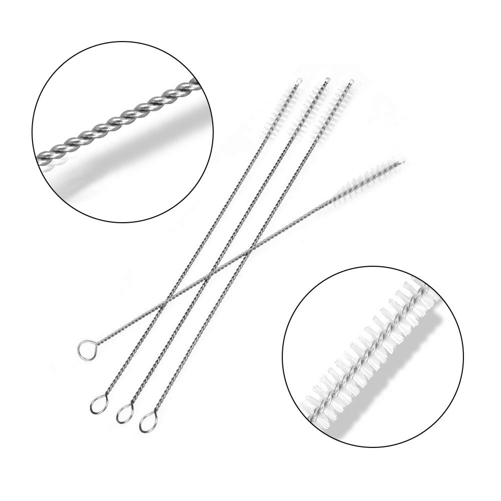 10-Pack Extra Long 11.4-Inch Straw Cleaning Brushes - Thin Flexible Pipe Cleaners for Baby Bottles, Tumbler Cups, Kettles, Teapots & Keyboards - Durable Bristle Brush Set for Deep Cleaning Hard-to-Reach Areas
