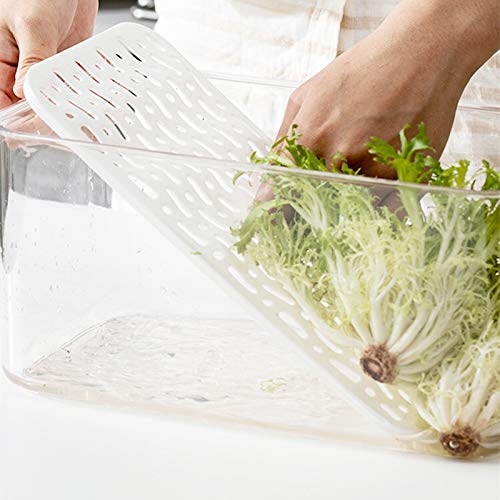 Slideep Refrigerator Food Storage Containers - Airtight Stackable Produce Saver with Lids & Removable Drain Tray, BPA-Free Freezer Bins for Fresh Lettuce, Salad, Fruits & Vegetables - Perfect for Kitchen, Meal Prep & Fridge Organization