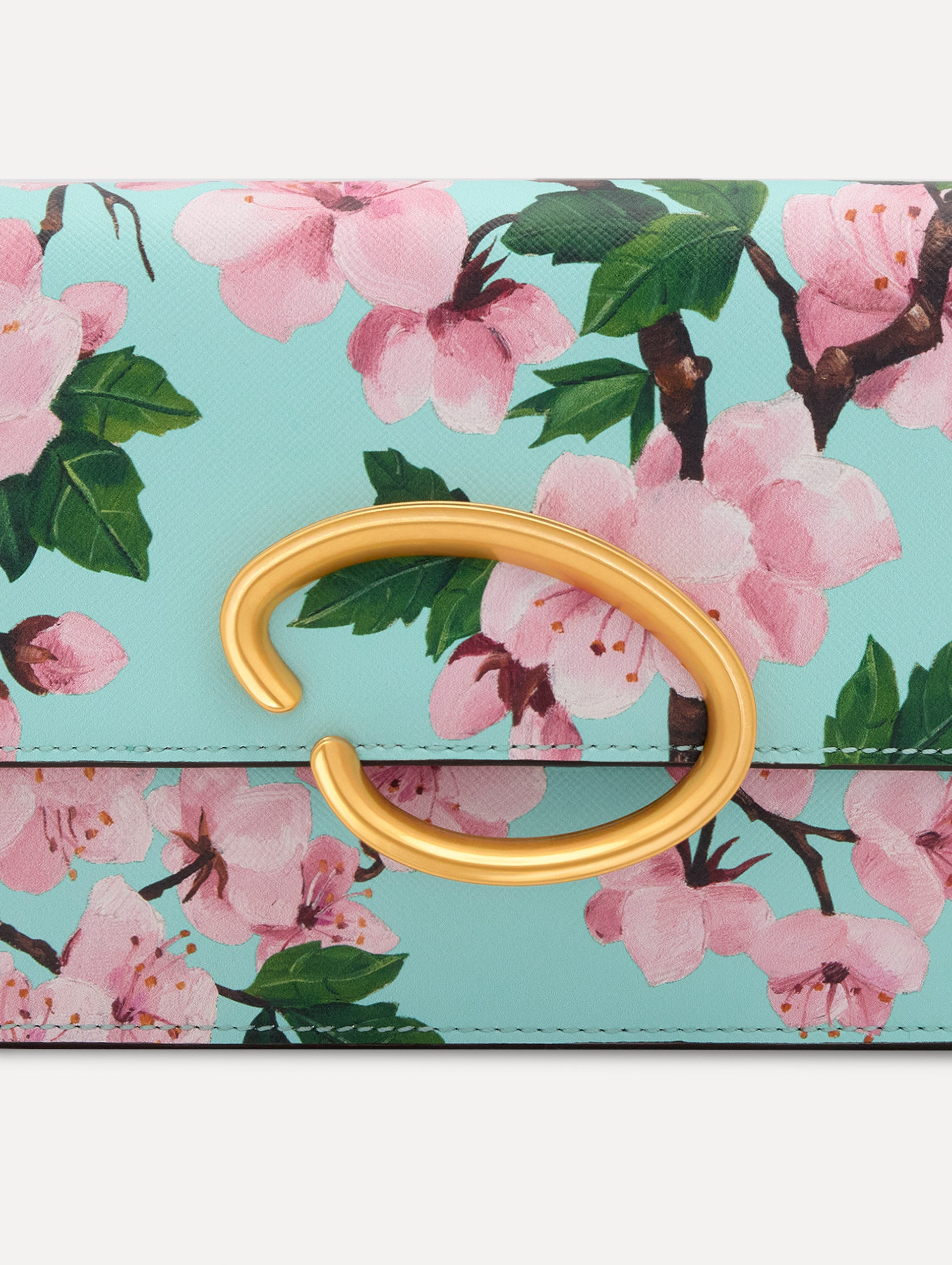 Cherry Blossom Printed O Pochette Handbag - Elegant Floral Crossbody Bag for Women | Perfect for Spring Outfits, Weddings & Date Nights