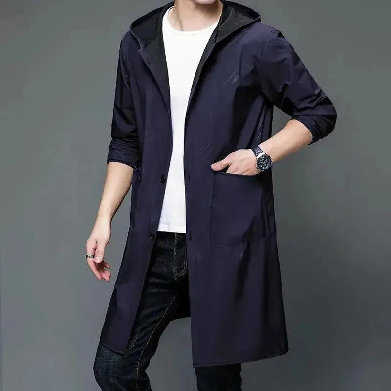 Men's Waterproof Hooded Rain Jacket - Lightweight Windproof Outdoor Coat for Hiking, Camping & Commuting