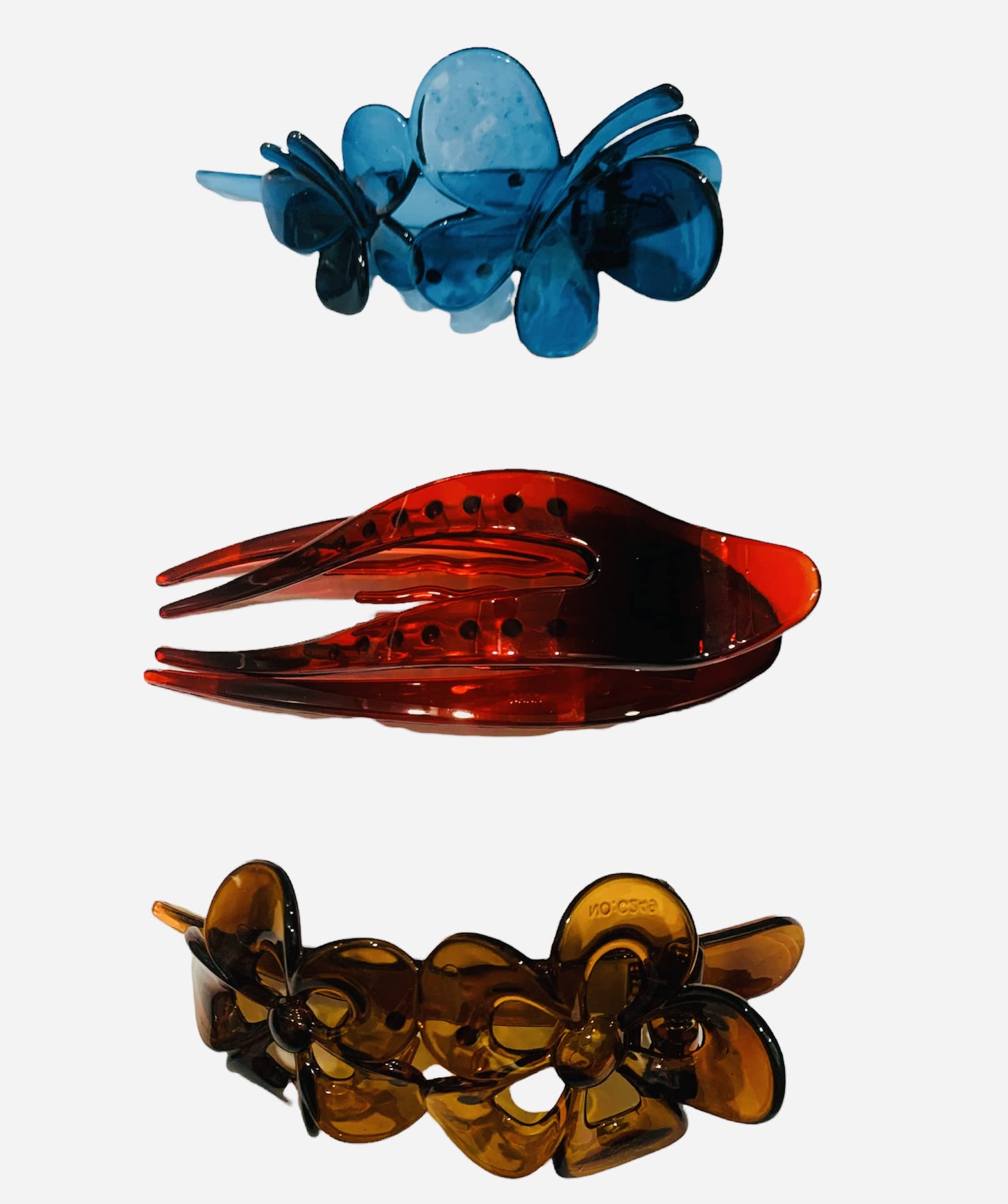 Strong Hold Plastic Hair Claw Clips for Women & Girls - 3 Pack Comfortable Jaw Clips for Thin Hair, Hair Accessories for Daily Use, Work, Gym & Travel