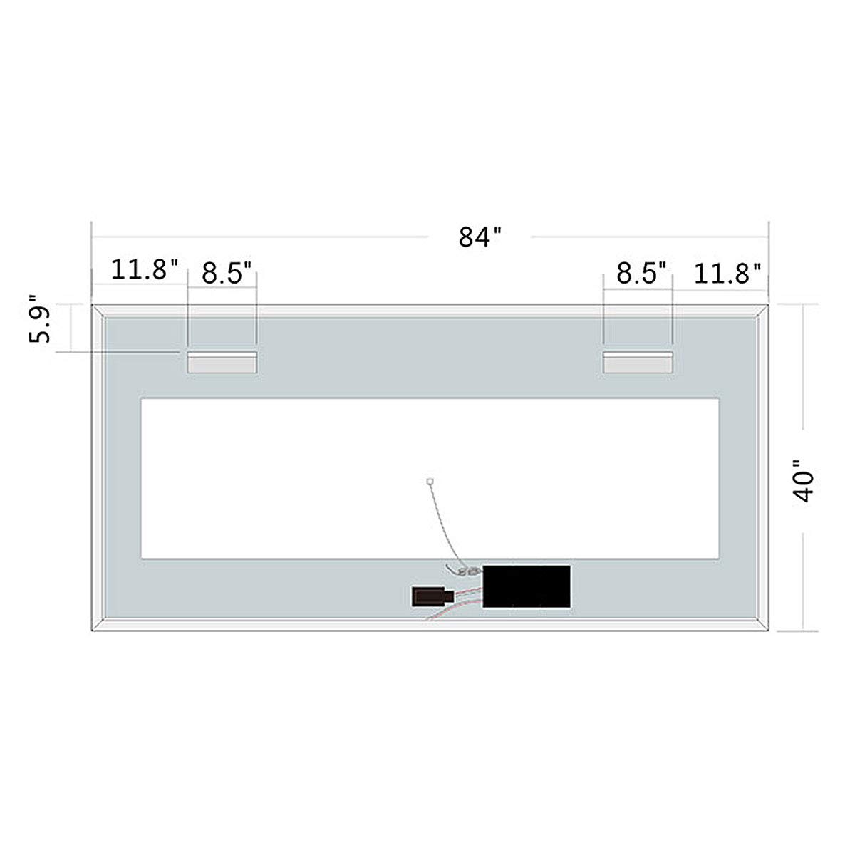 D-HYH 84 x 40 Inch LED Bathroom Mirror with Touch Button - Anti Fog, Dimmable, Vertical & Horizontal Mounting - Illuminated Makeup Mirror for Vanity, Dressing Room & Bathroom (Model D-D101-8440)