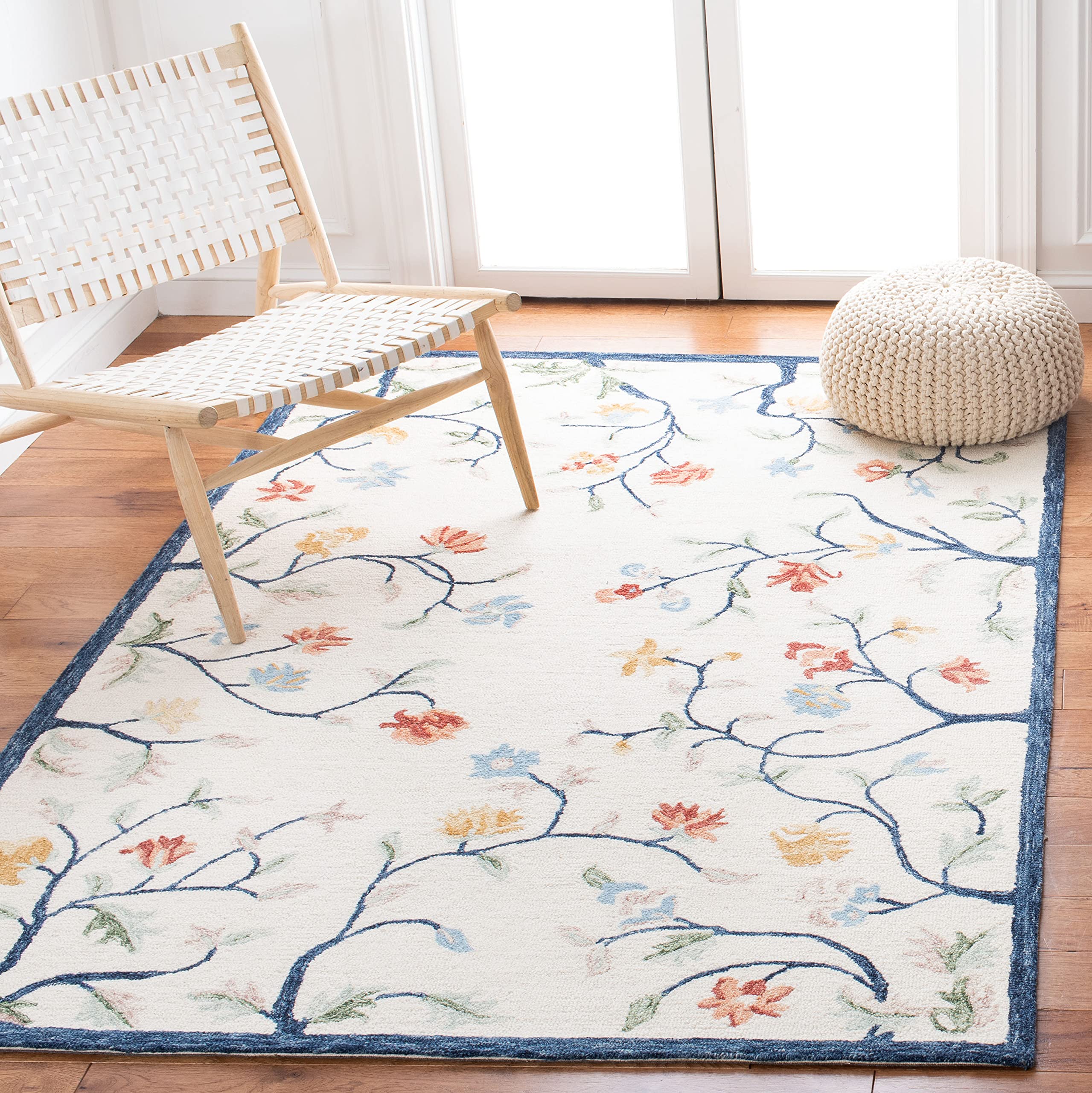 Safavieh Metro Collection 5' x 8' Ivory Blue Handmade Premium Wool Area Rug - Perfect for Living Room, Dining Room, Bedroom & Home Decor