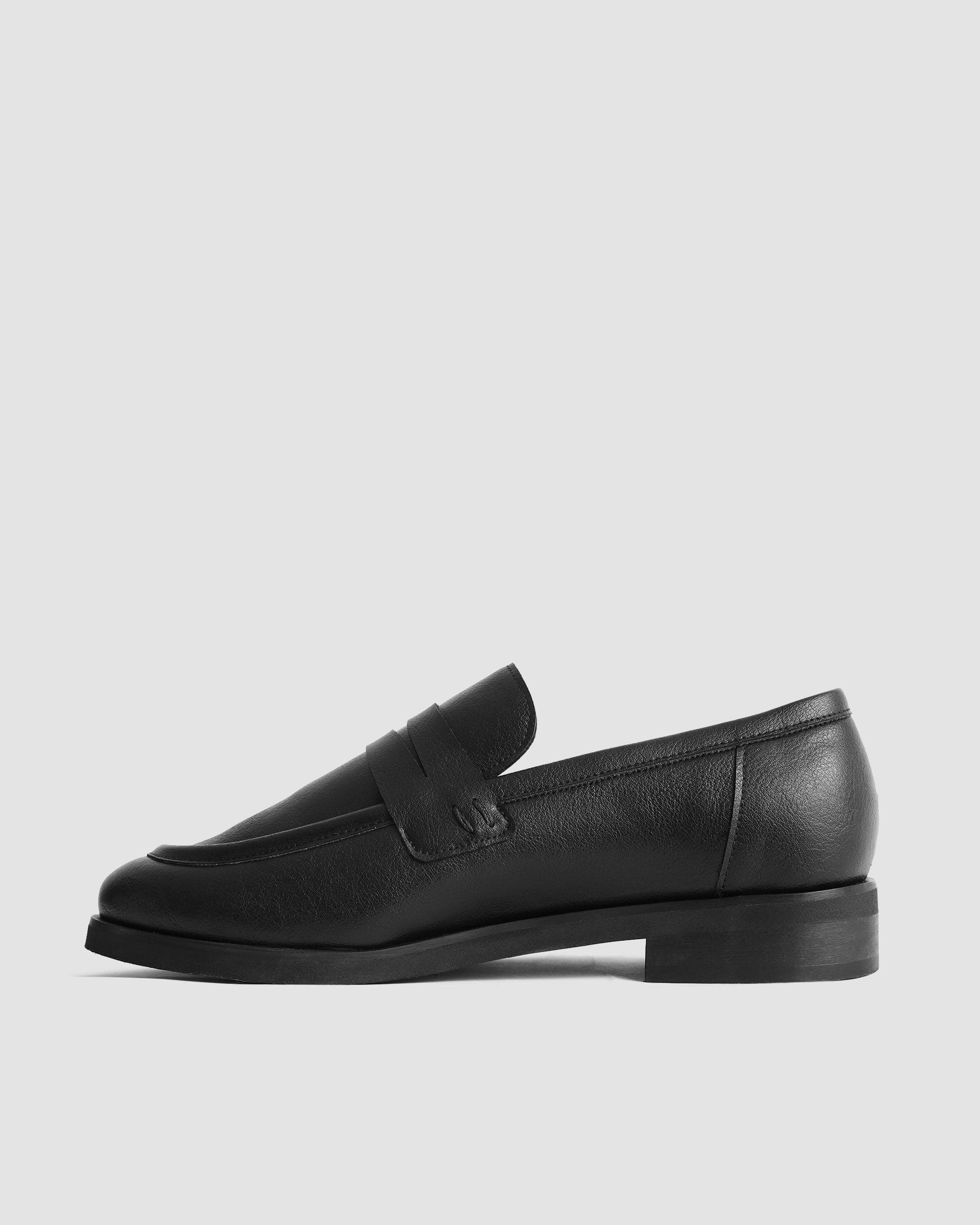 Dakota Women's Vegea® Grape Leather Loafers - Black Vegan Slip-On Shoes for Work, Office & Casual Outfits | Comfortable & Stylish Women's Loafers