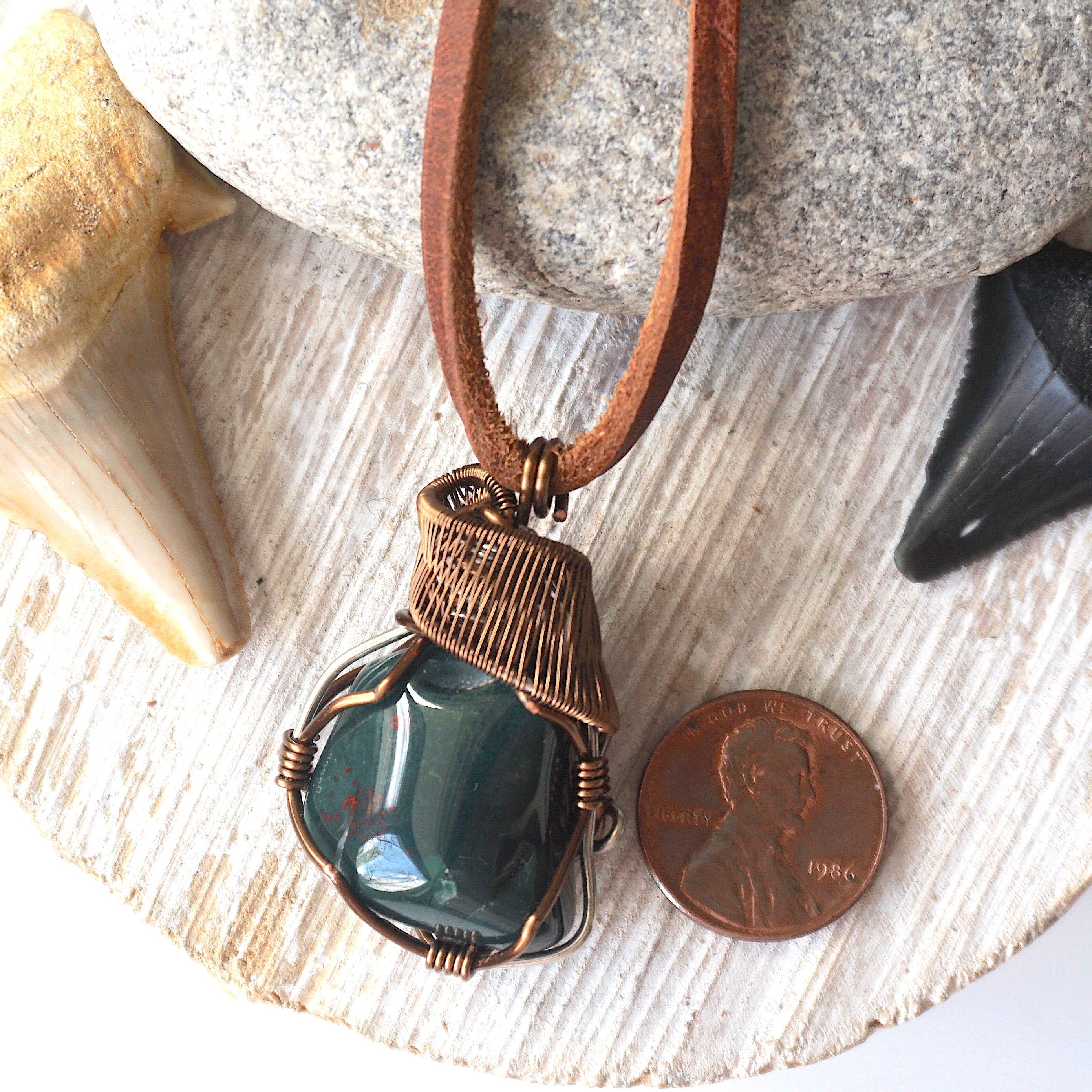 Raw Bloodstone Crystal Necklace in Antique Bronze - Healing Stone Jewelry for Protection & Energy Balance | Perfect for Meditation, Reiki & Spiritual Gifts